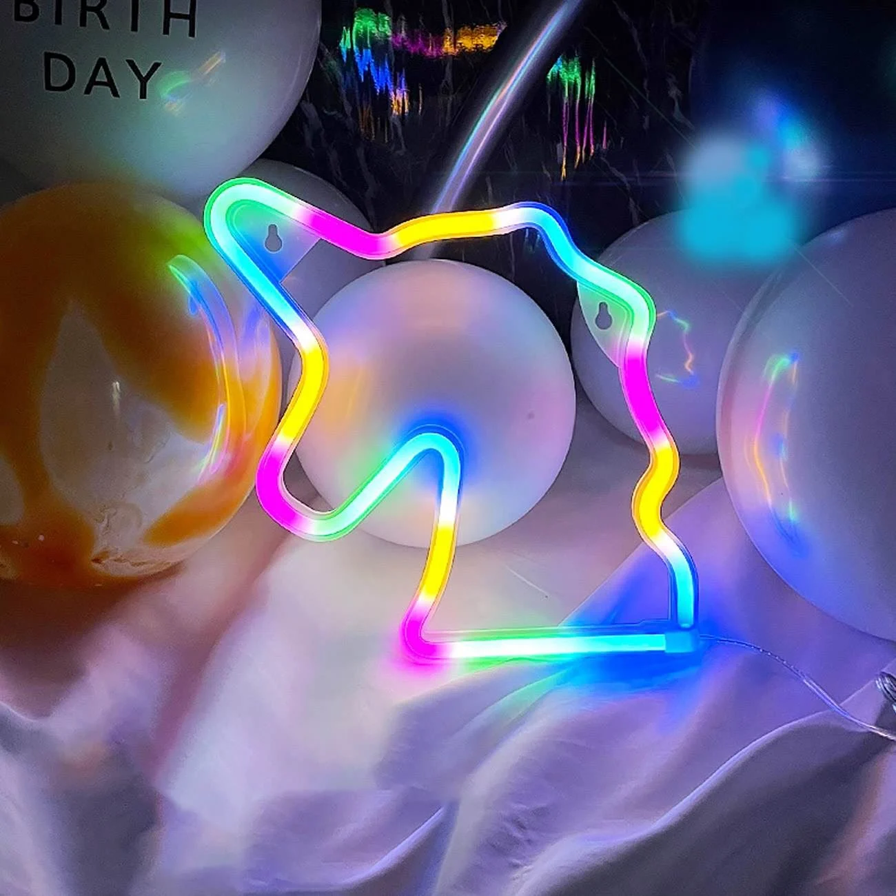 Lampa LED Neon Unicorn Multicolor cu USB 22x22cm - poza 3