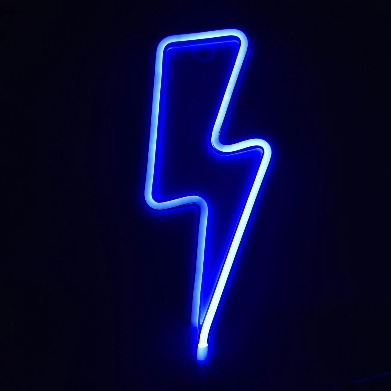 Lampa LED Neon Fulger Albastru cu USB 11.5x28cm