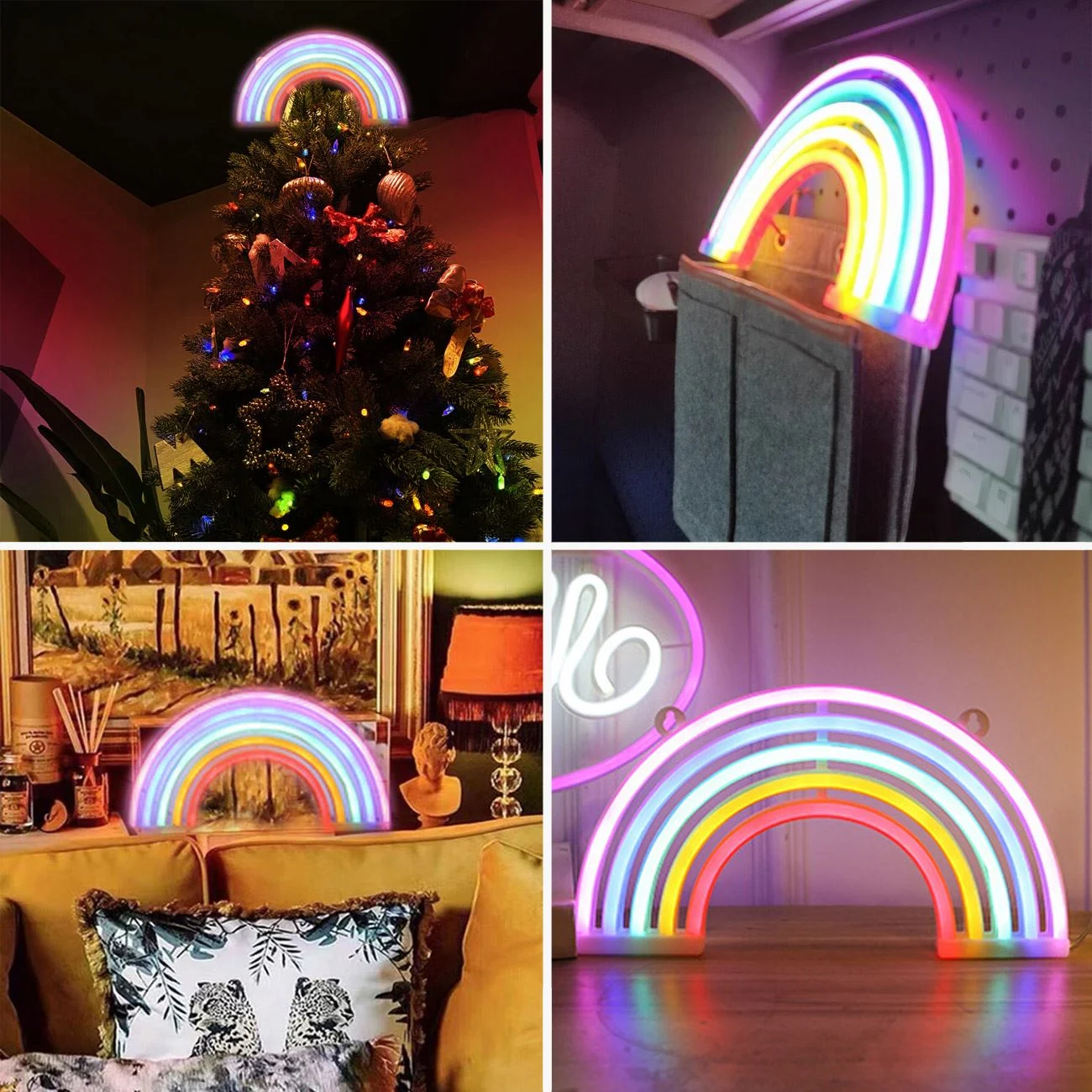 Lampa LED Neon Curcubeu Colorat cu USB 30x18cm - poza 3