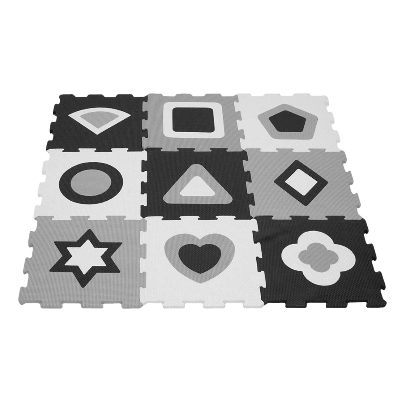 Covor Puzzle Forme Geometrice Alb Negre pentru Copii 32x32cm (9 piese) - poza 4