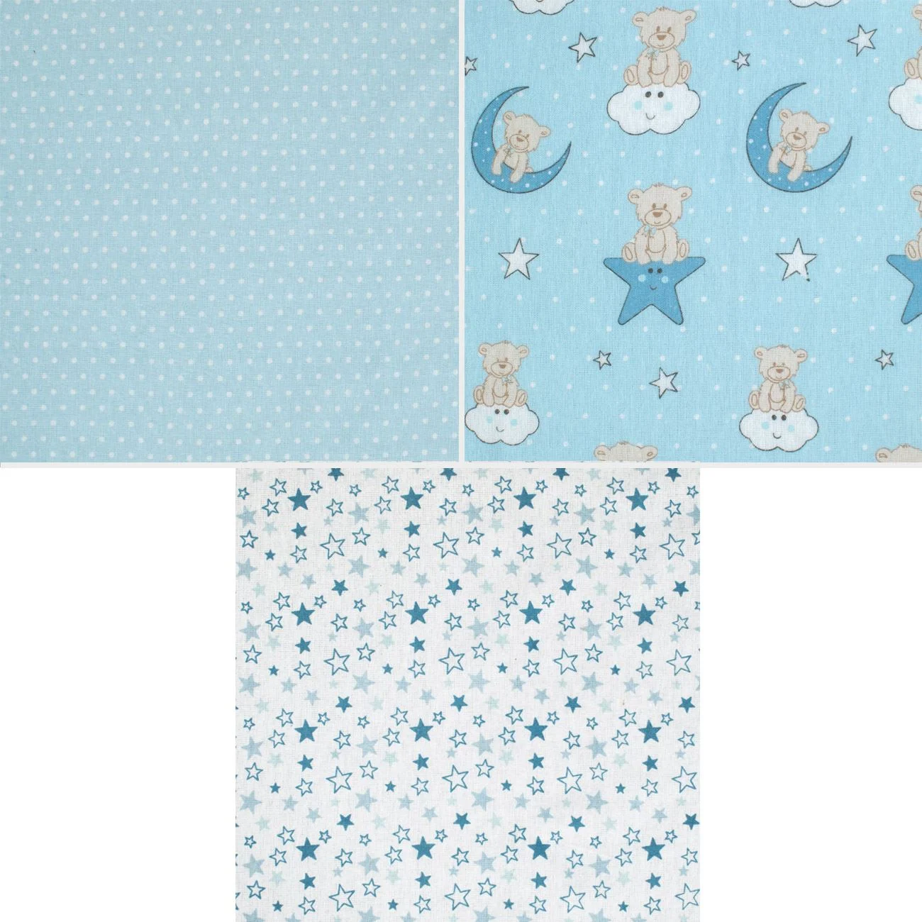 Set Cearceafuri Finet Ciel Alb cu Model Ursuleti Stele Buline 80x80cm - 3buc - poza 2