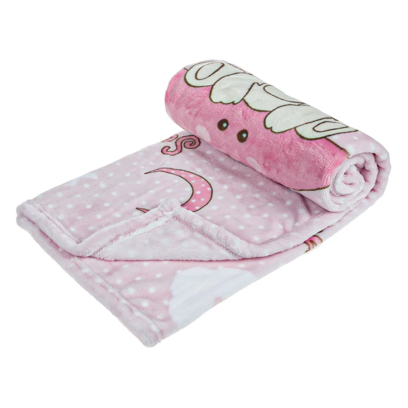 Patura Bebe Catifelata Roz Ursulet 90x80cm - poza 2