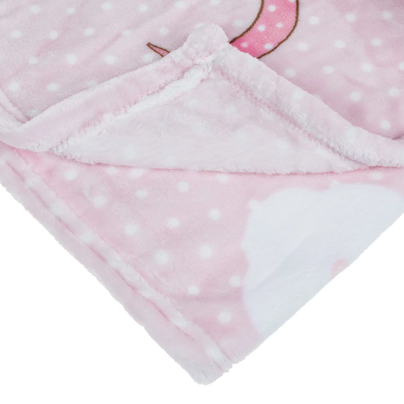 Patura Bebe Catifelata Roz Ursulet 90x80cm - poza 3