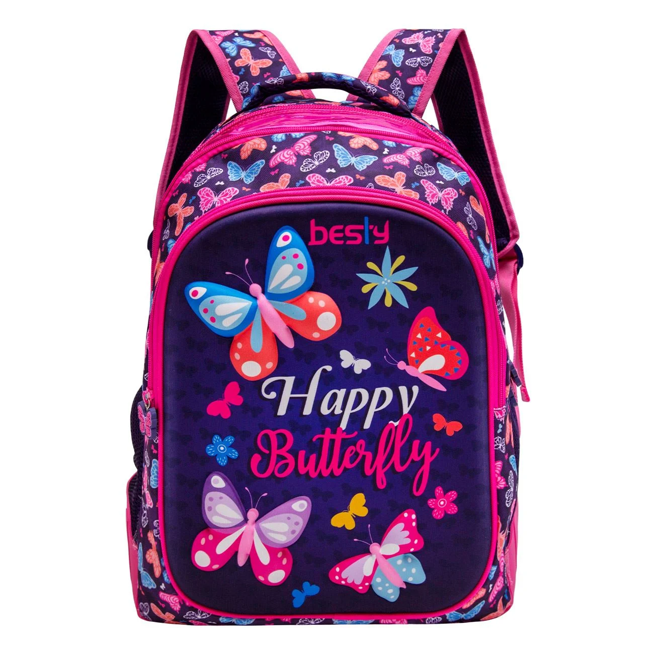 Ghiozdan cu Model 3D "Happy Butterfly" Glitter