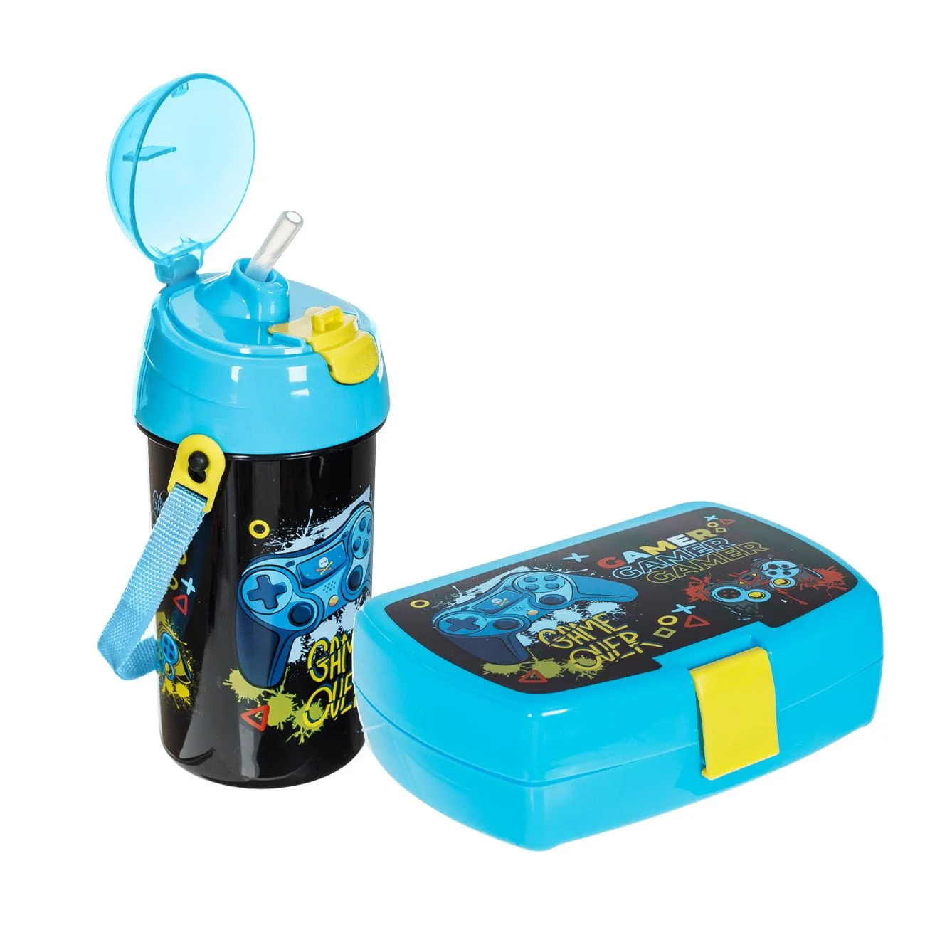 Set Caserola Alimente 750ml & Sticla de Apa 500ml Gamer - 2buc