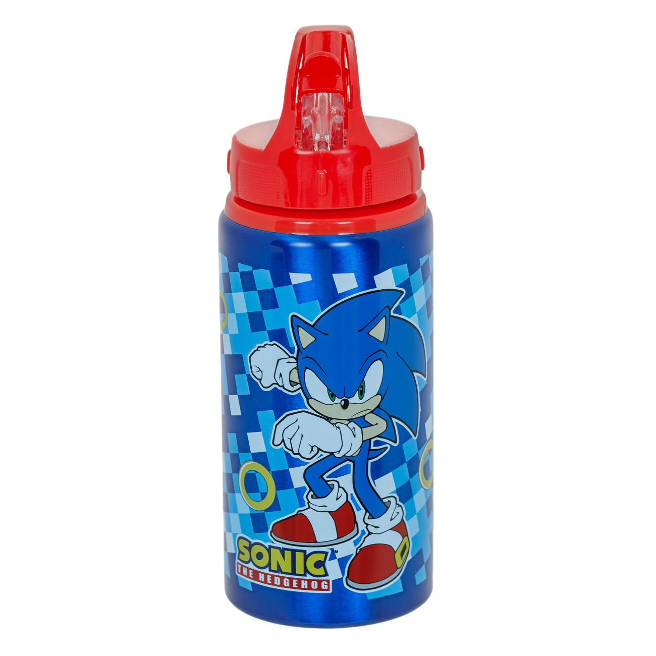 Sticla Apa Flip Top Sonic Albastra din Aluminiu pentru Copii 500ml