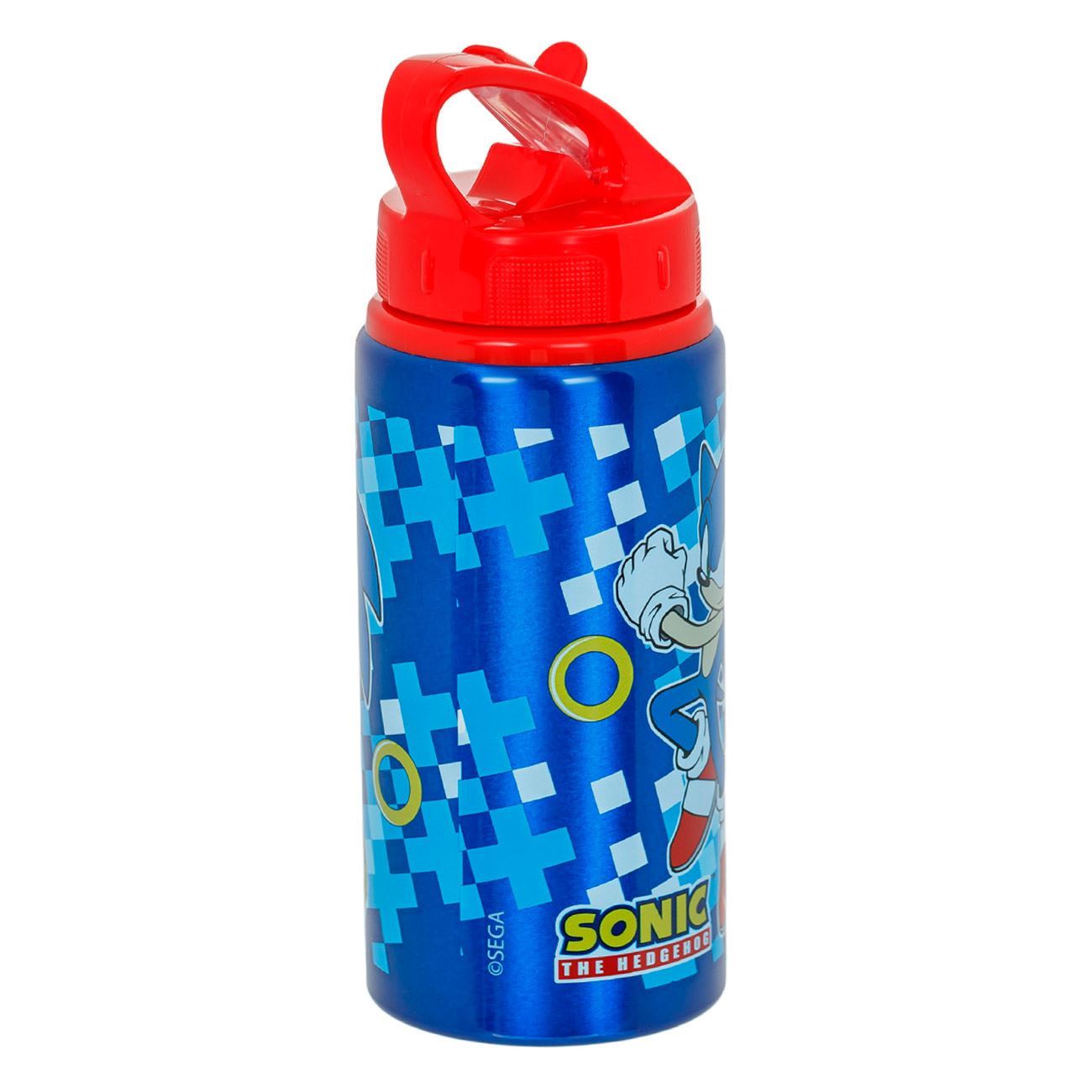 Sticla Apa Flip Top Sonic Albastra din Aluminiu pentru Copii 500ml - poza 3
