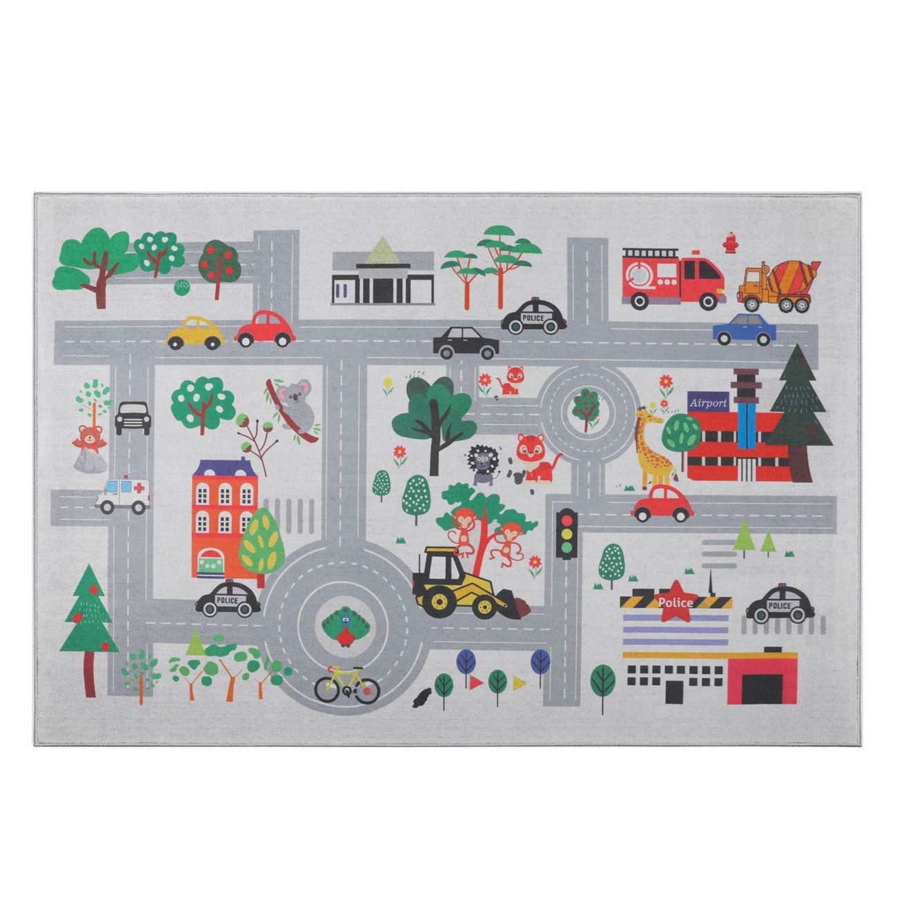 Covor Decorativ Dreptunghiular Gri Pista de Curse 150x100cm