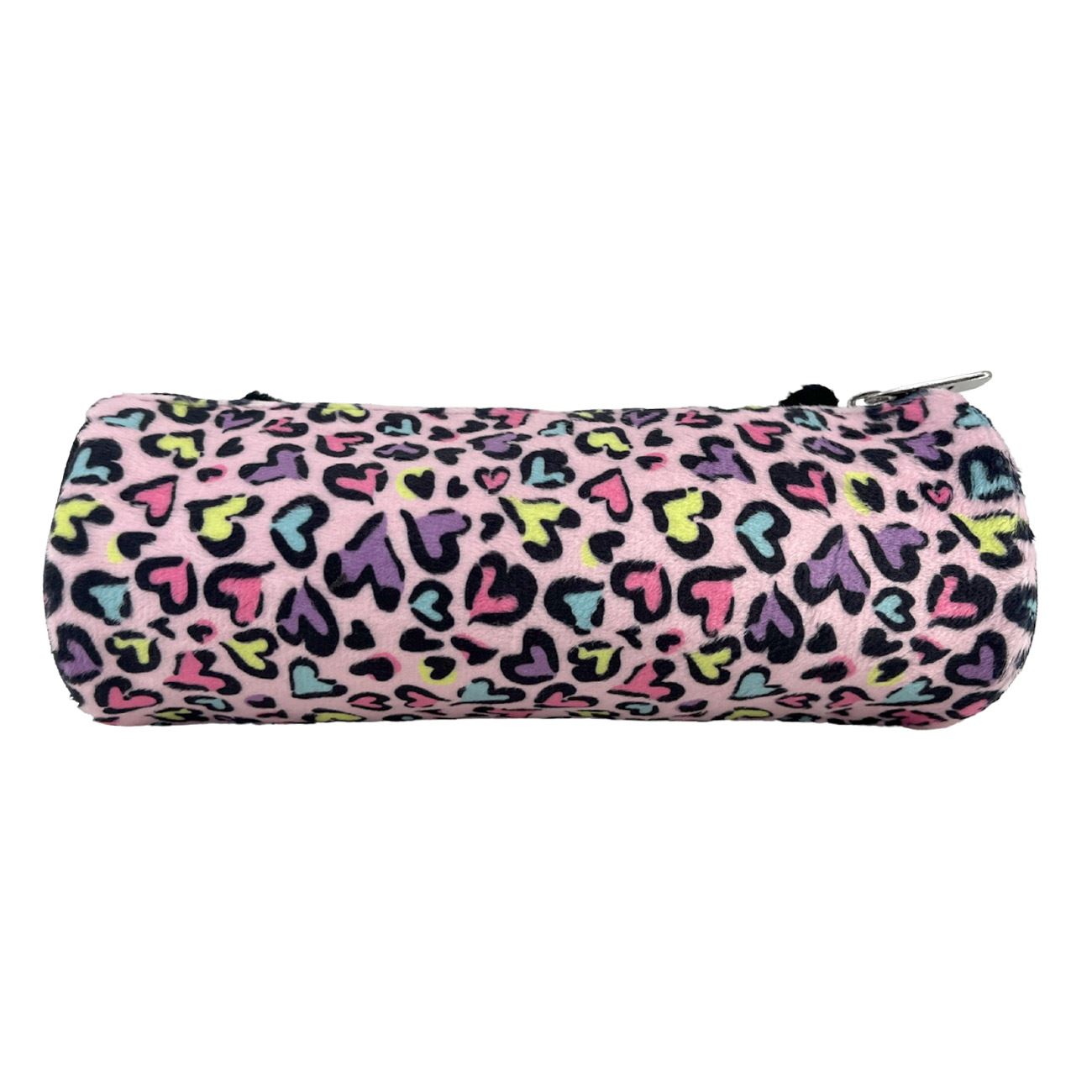 Penar Tub Negru Roz cu Imitatie de Blana Animal Print Pisica Inimi Paiete 21x8cm - poza 2
