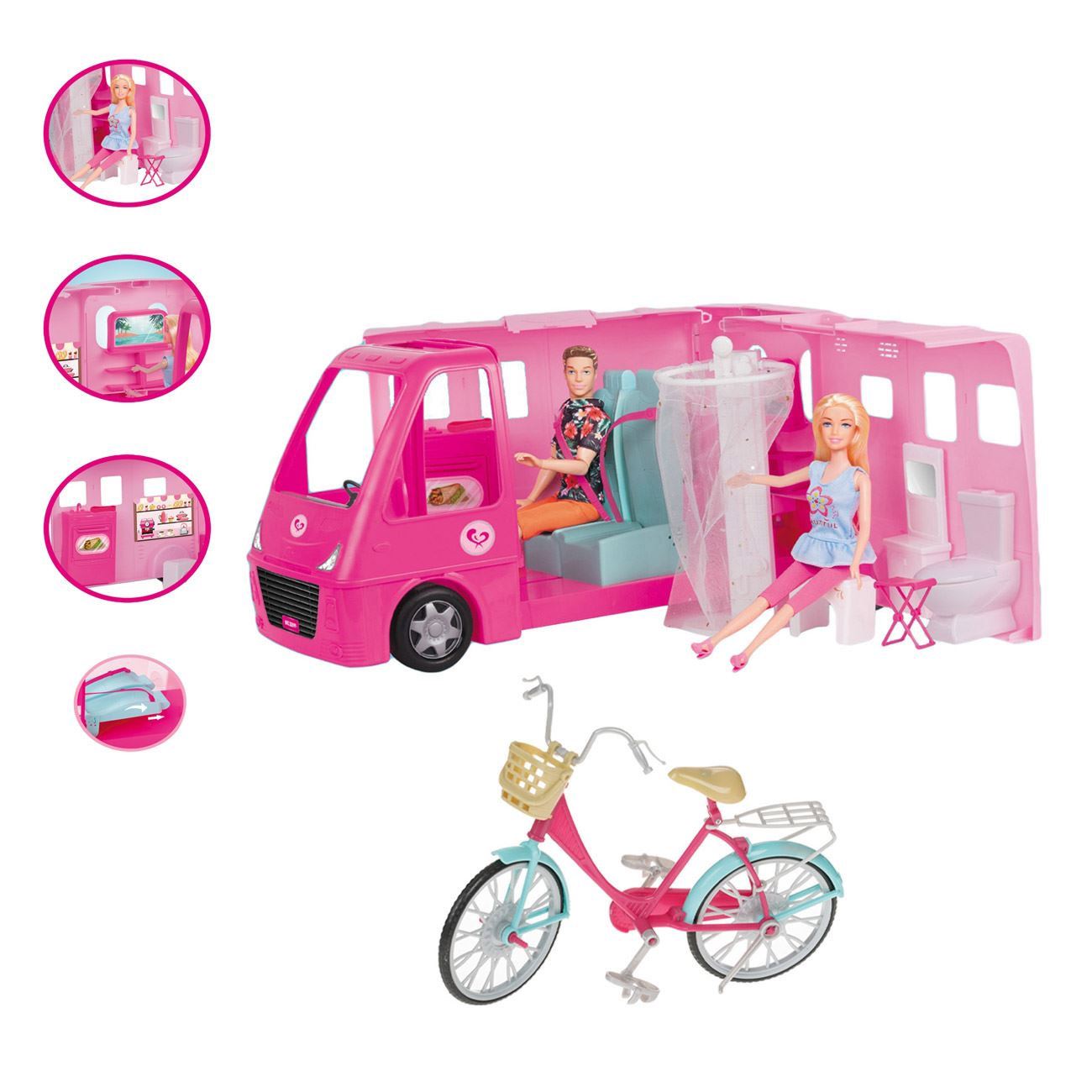 Rulota Roz & Bicicleta cu Papusi