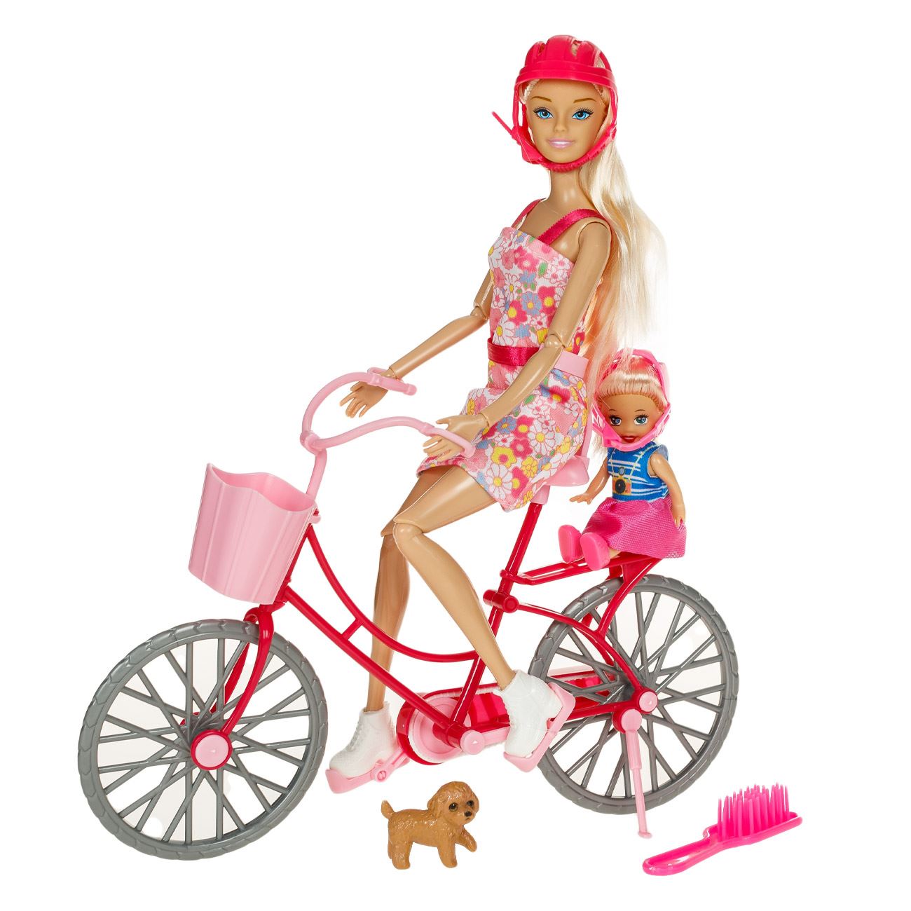 Papusa Manechin cu Bicicleta Copil & Caine