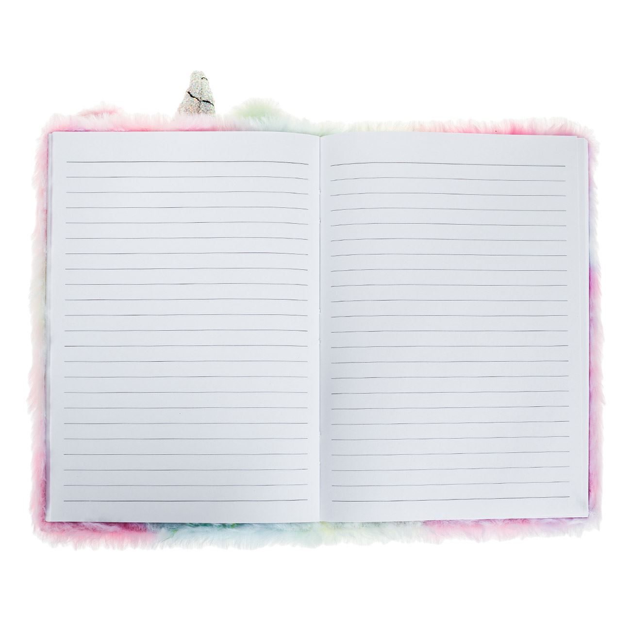 Carnetel Notite A5 Fancy Unicorn Roz Ombre cu Blana Artificiala & Corn cu Glitter Alb - 80file - poza 2