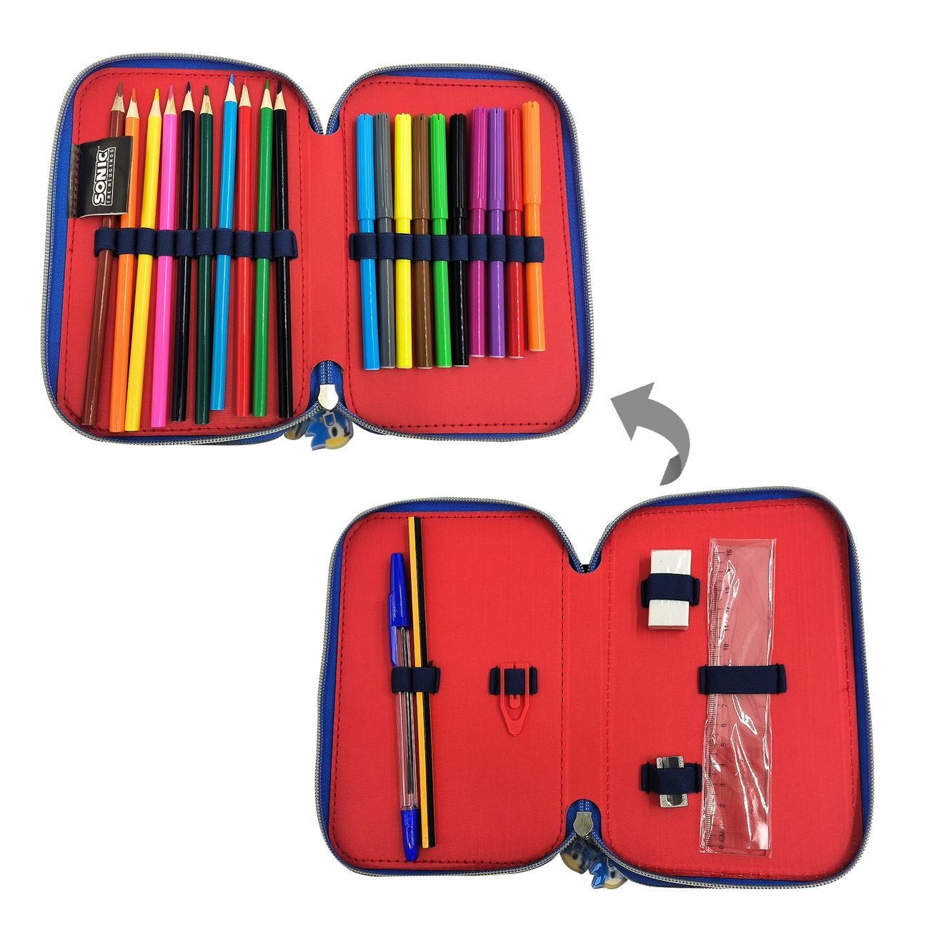 Penar Echipat Dublu Albastru Rosu Sonic 13.5x20x5cm - poza 2