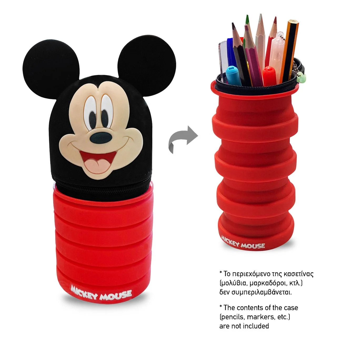 Penar Tip Tub din Silicon Pliabil Rosu Negru Mickey 6,5x15cm
