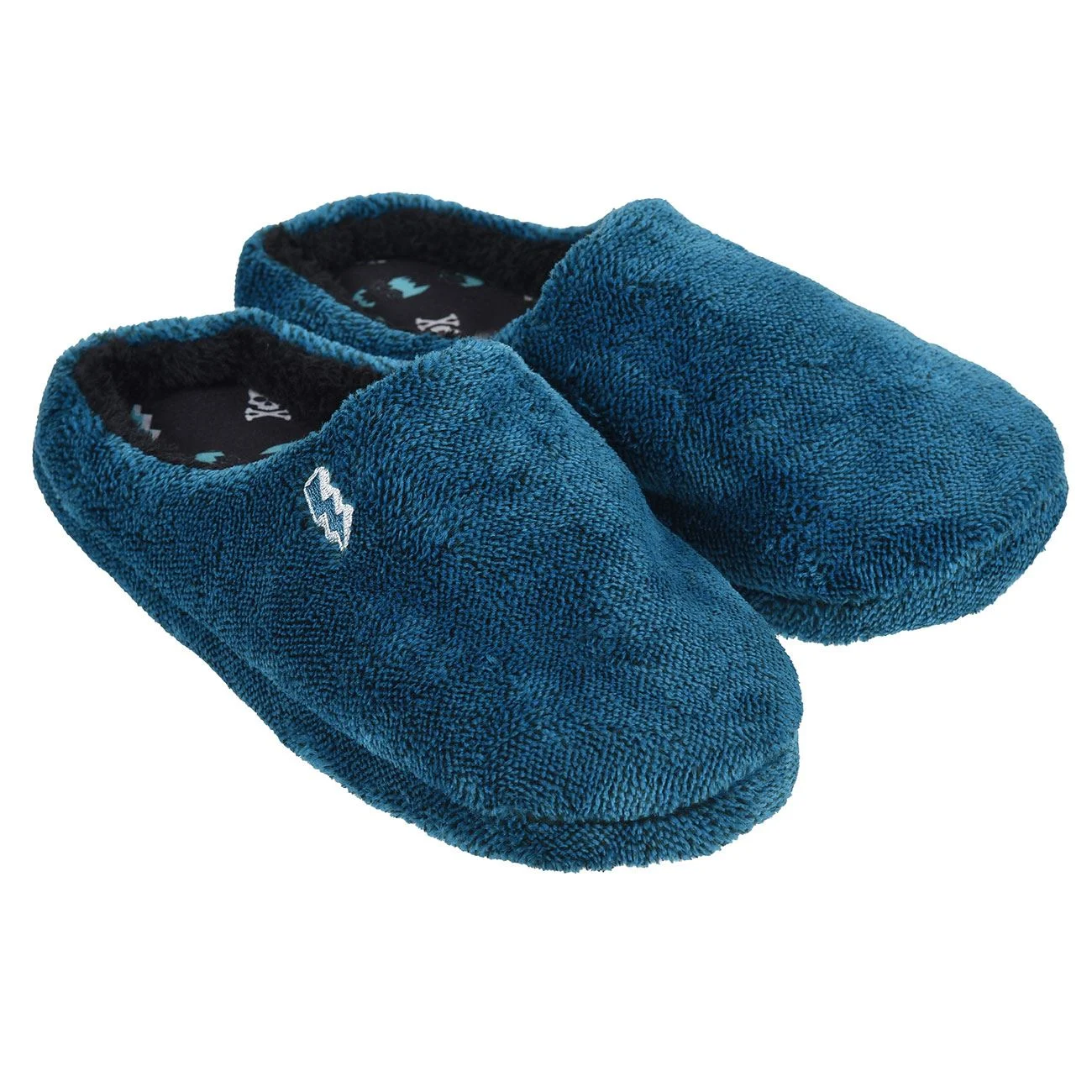 Papuci de Iarna Albastri Fluffy cu Patch Fulger pentru Copii