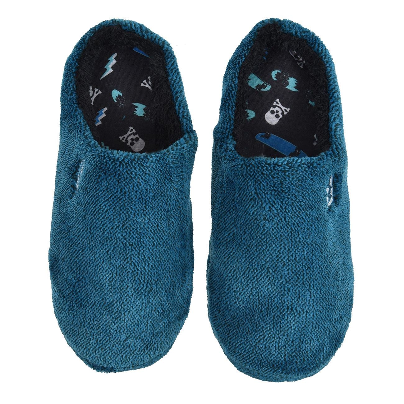 Papuci de Iarna Albastri Fluffy cu Patch Fulger pentru Copii - poza 2