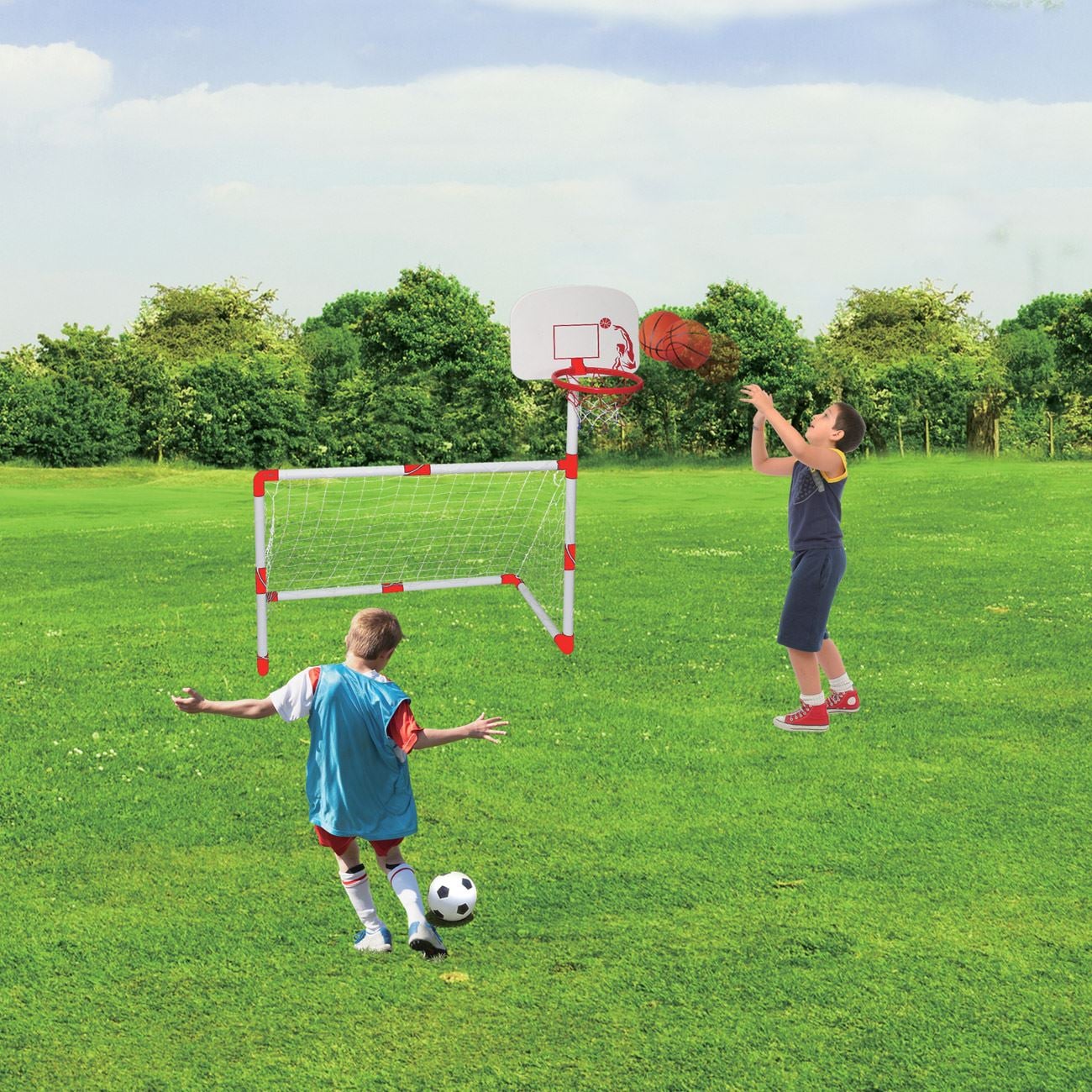 Poarta de Fotbal & Panou de Baschet 2 in 1 - 100x46x68cm - poza 2