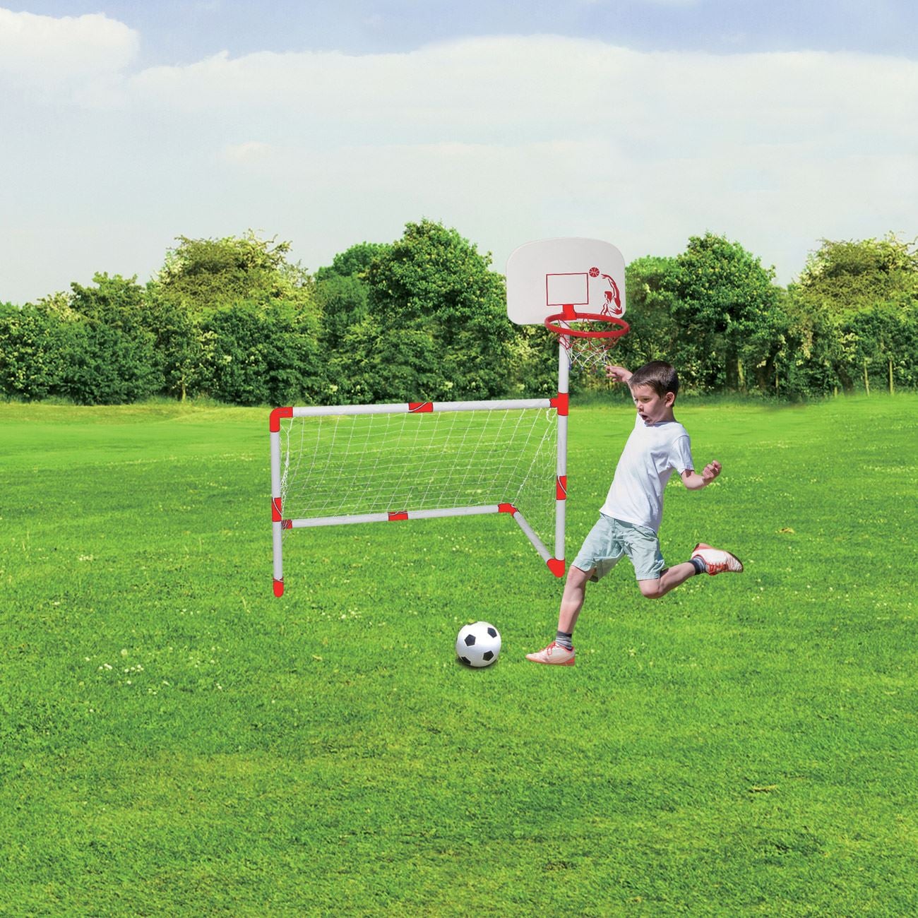Poarta de Fotbal & Panou de Baschet 2 in 1 - 100x46x68cm - poza 3
