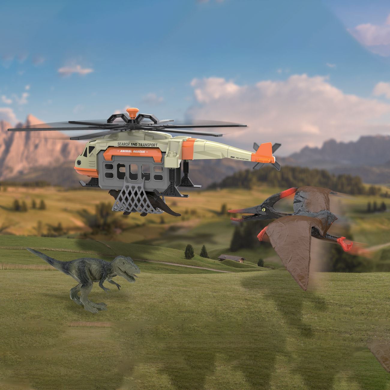 Elicopter de Salvat Dinozauri cu Sunet & Lumina