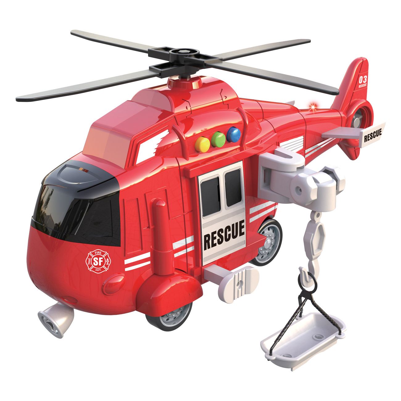 Elicopter de Salvare Rescue Rosu cu Targa Lumina & Sunet