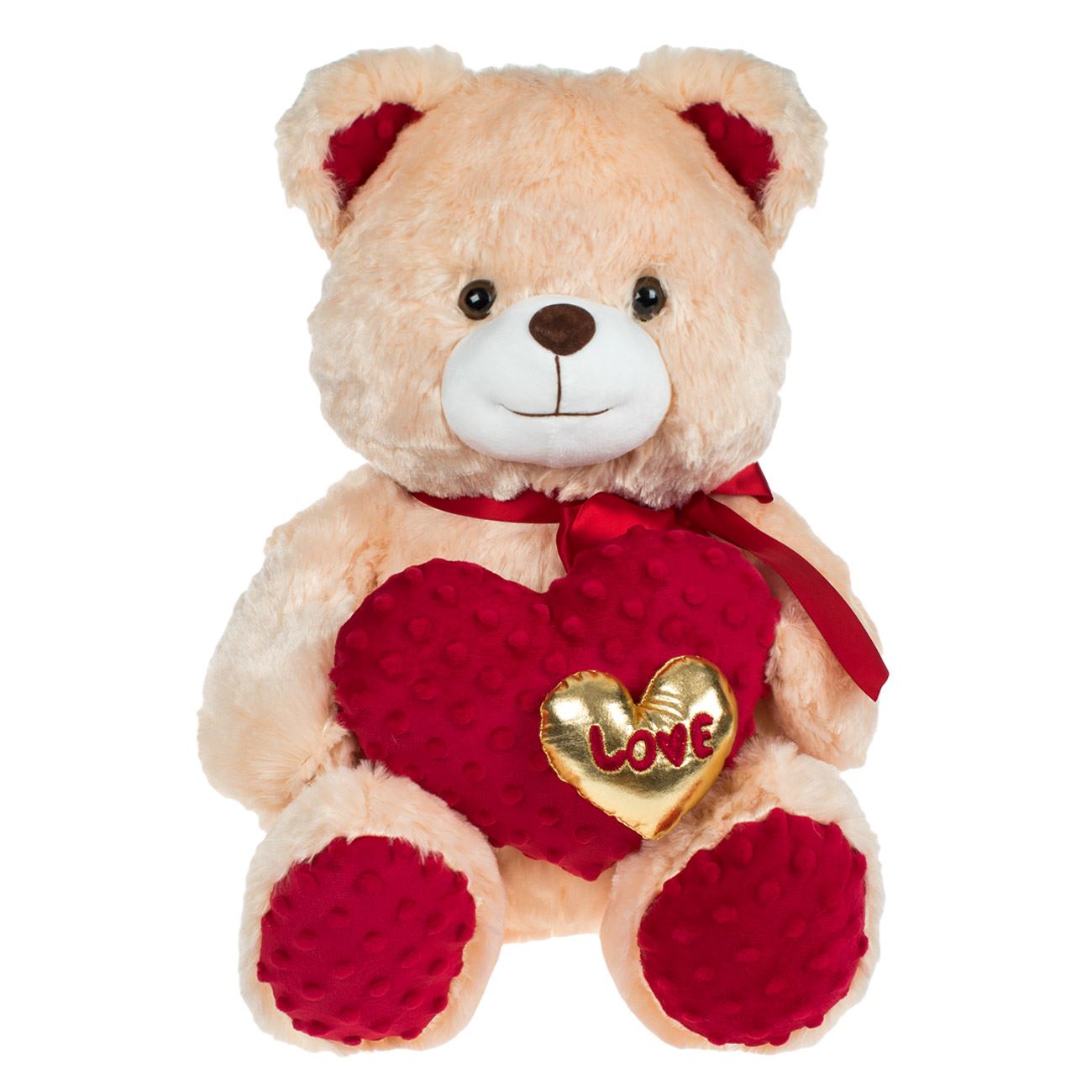 Ursulet de Plus Bej cu Inima Dubla Love 40cm