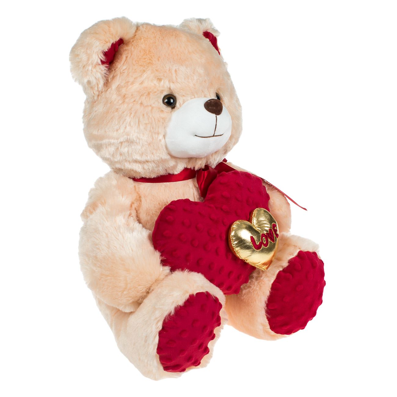 Ursulet de Plus Bej cu Inima Dubla Love 40cm - poza 2