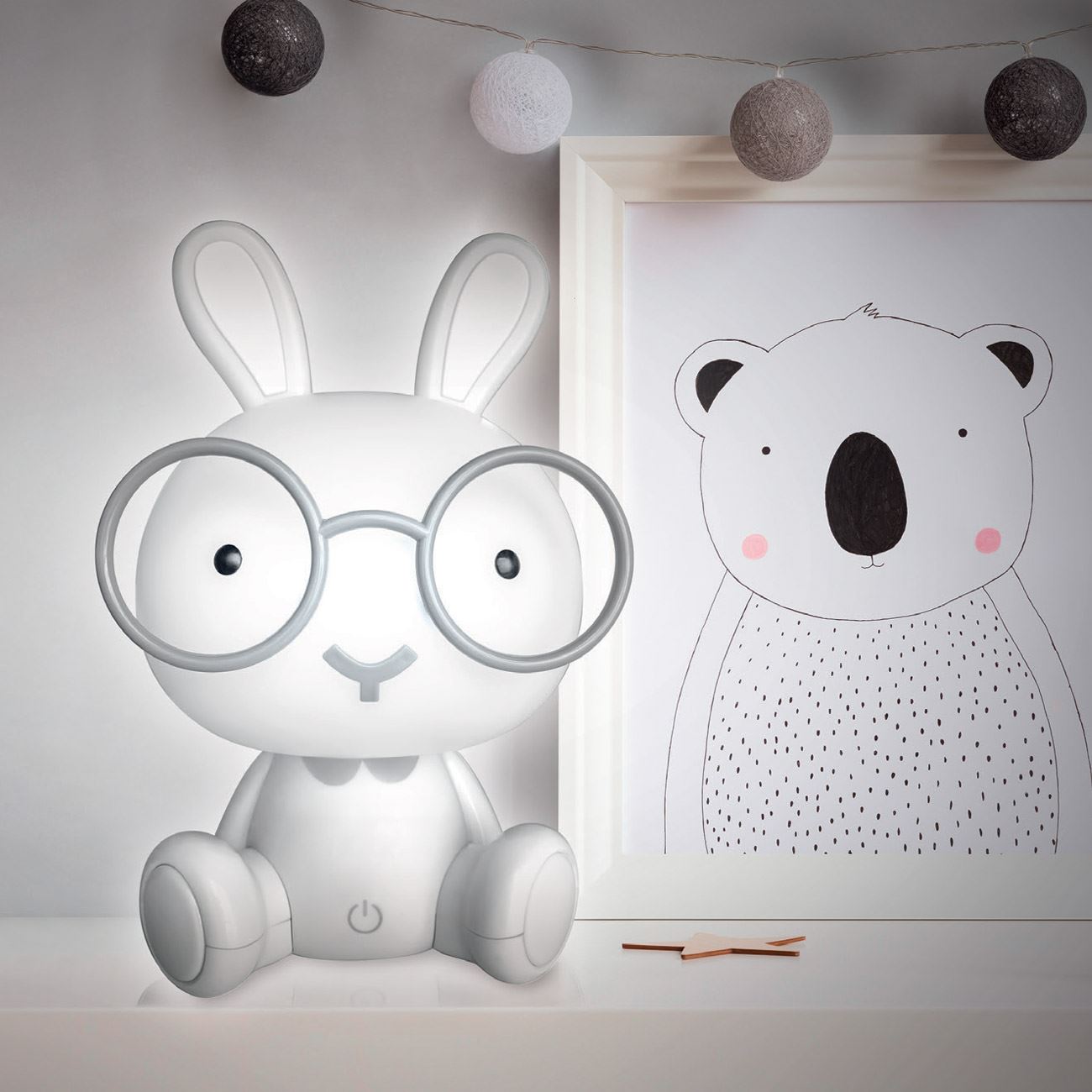 Lampa de Veghe Iepuras cu Ochelari 3 Nivele de Lumina & Cablu USB - poza 3