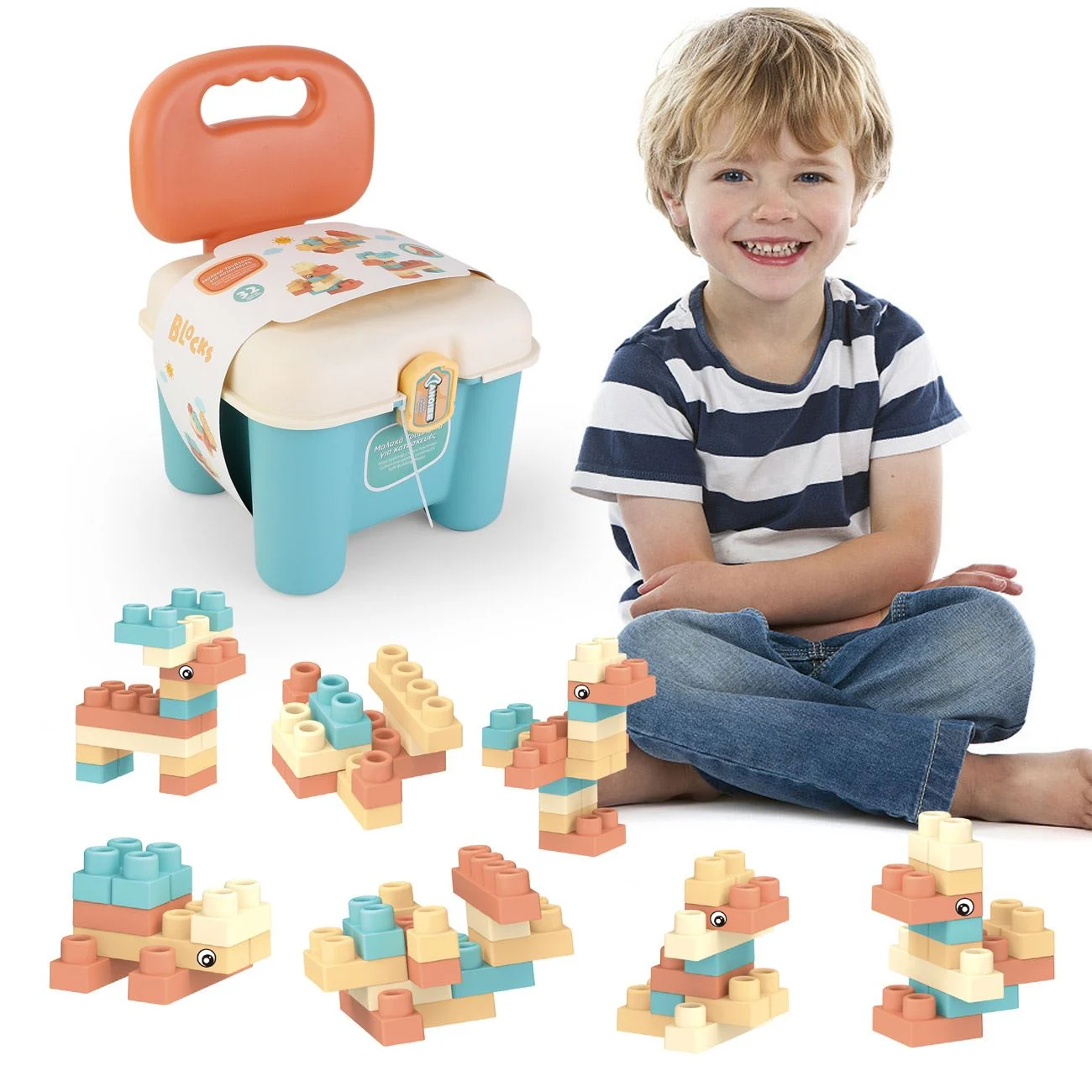 Galeata Scaun cu Cuburi Moi Soft Block - 32 de piese - poza 3