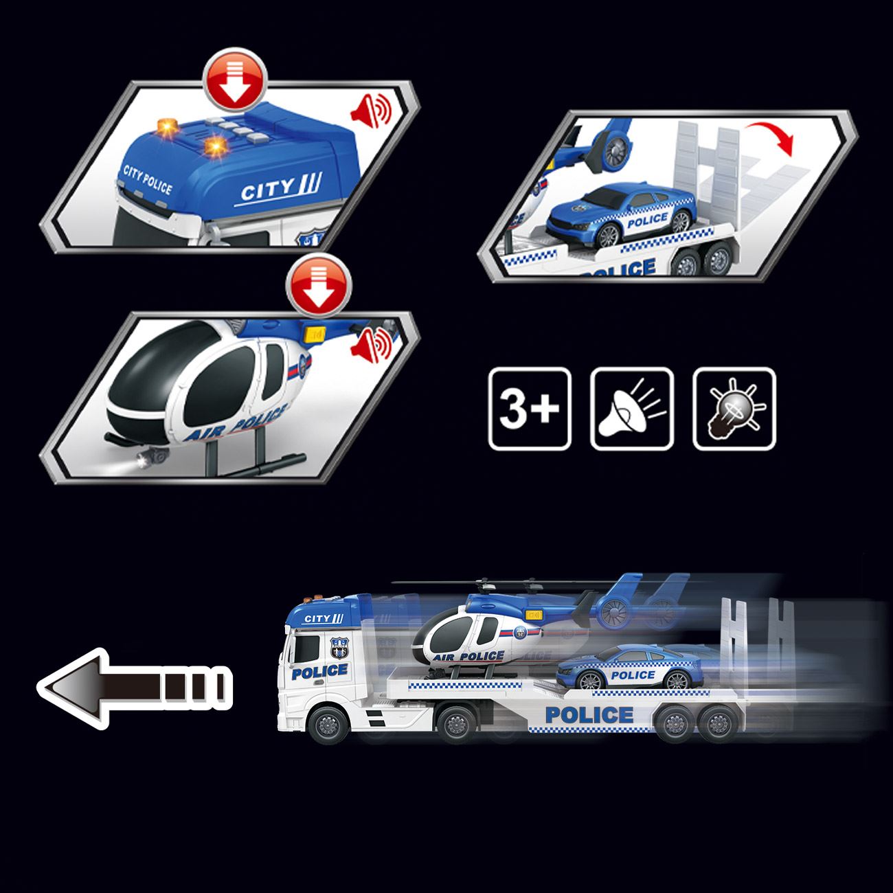 Camion de Politie cu Elicopter Sunet & Lumini - poza 4