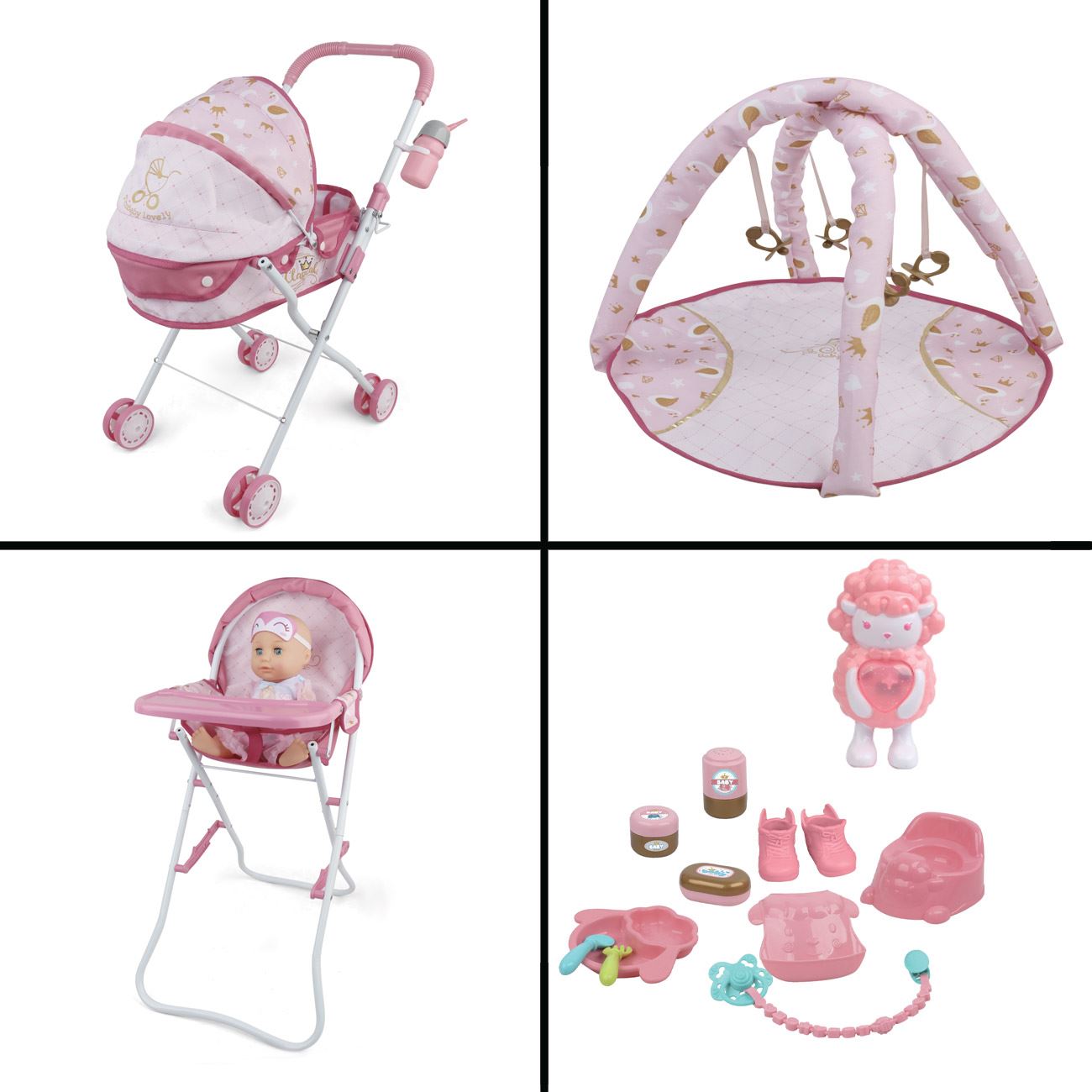 Papusa Bebelus cu Carut Scaun de Masa & Accesorii cu Sunete - poza 3