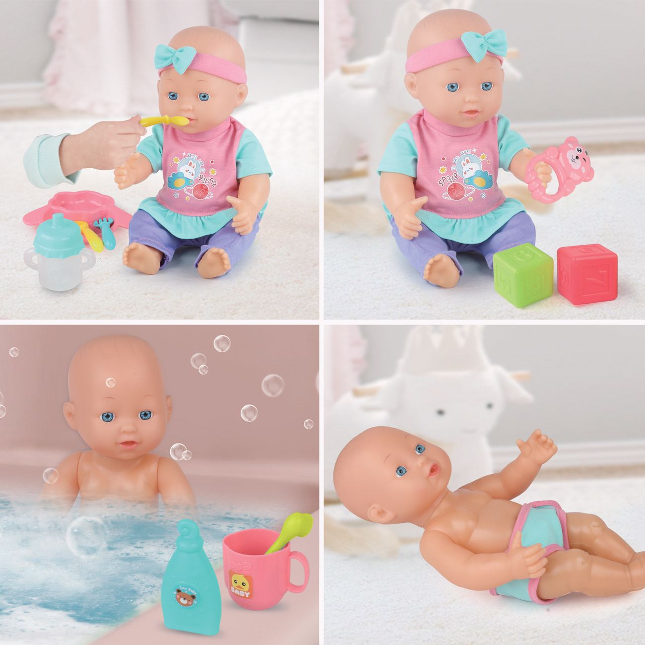 Papusa Bebelus cu Accesorii de Masa & Ingrijire 32cm - poza 5