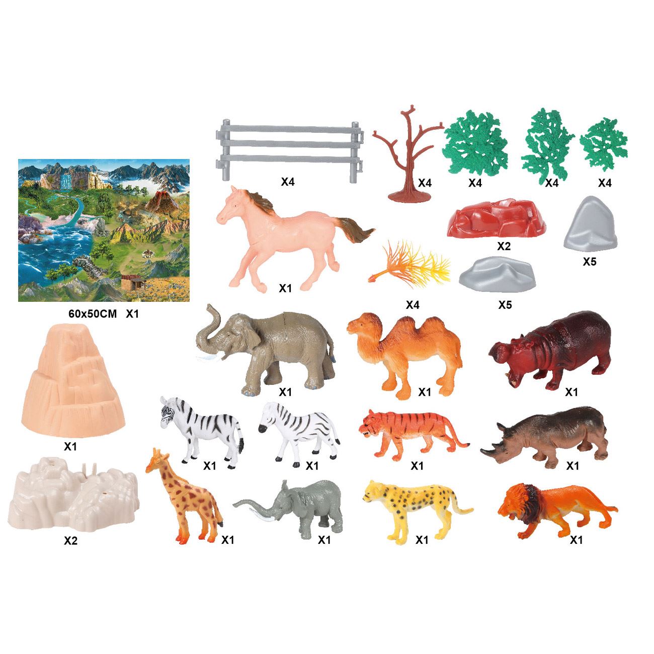 Set cu Animale Salbatice din Plastic - 50buc