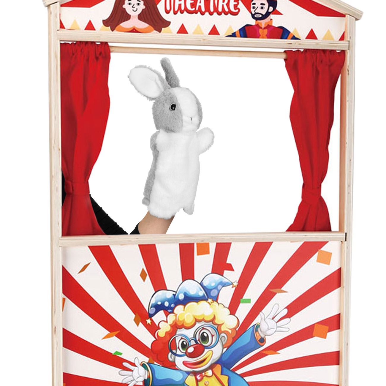 Figurina din Plus Iepuras Gri pentru Teatru de Papusi 28cm - poza 2