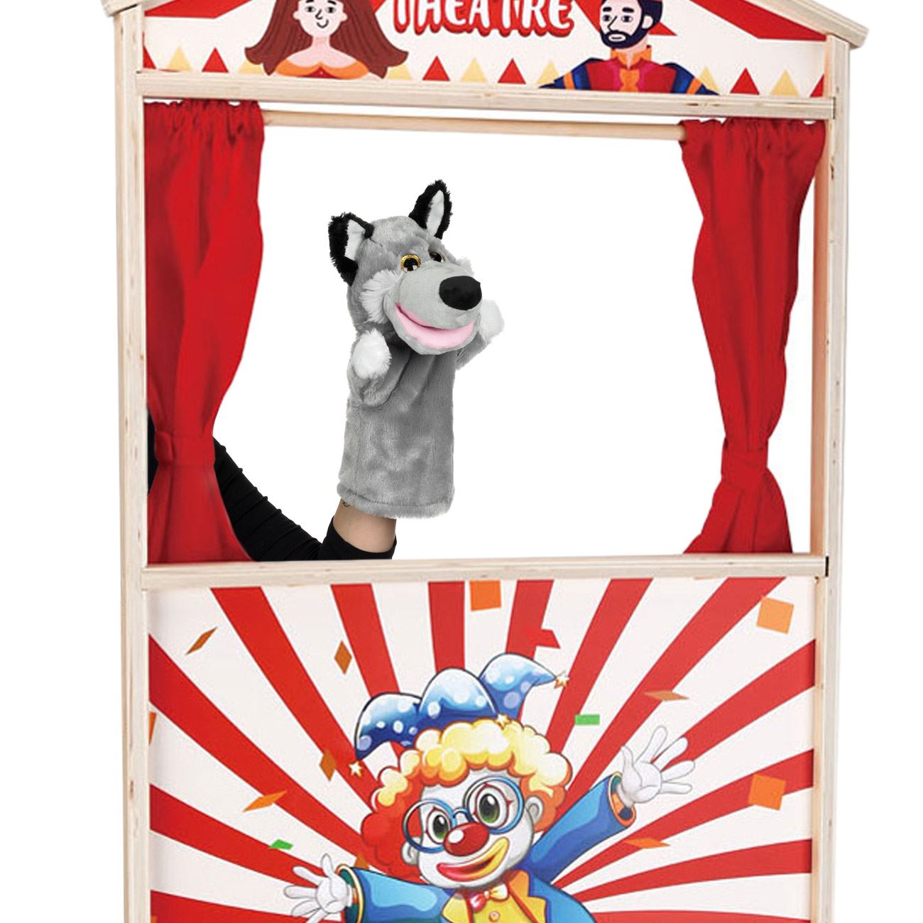 Figurina din Plus Lup Gri pentru Teatru de Papusi 28cm - poza 2
