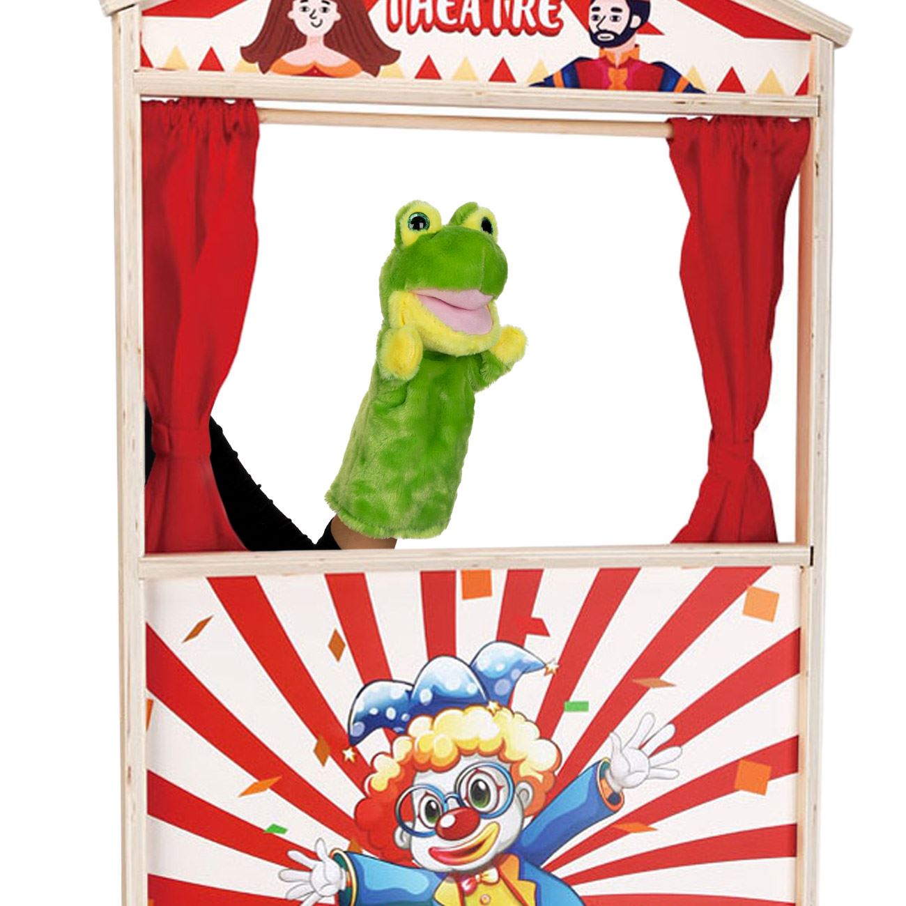 Figurina din Plus Broscuta Verde pentru Teatru de Papusi 28cm - poza 2
