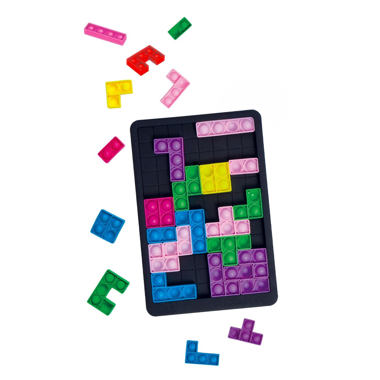 Joc de Societate Puzzle cu Caramizi din Silicon Pop It & Baza - 24piese - poza 2