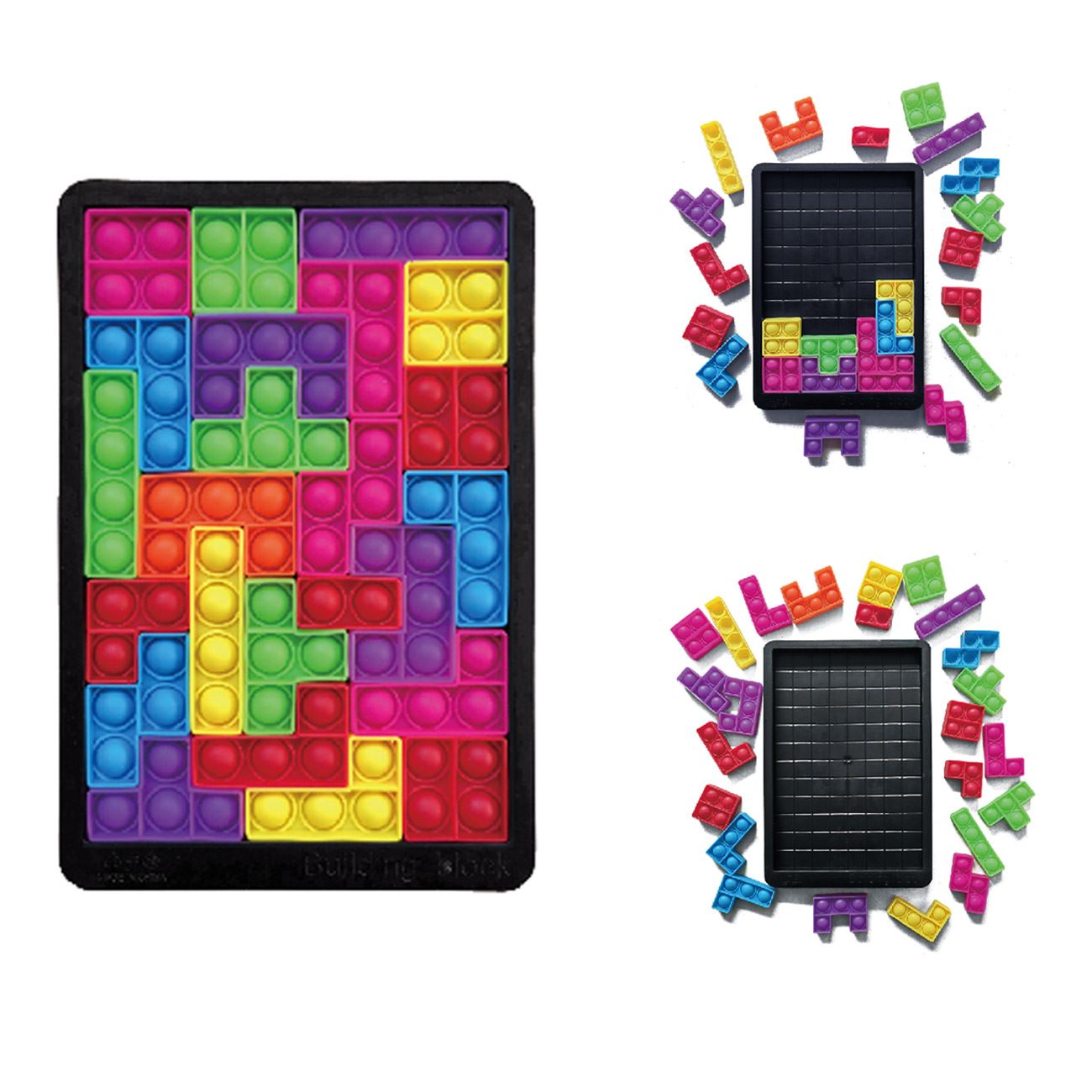 Joc de Societate Puzzle cu Caramizi din Silicon Pop It & Baza - 24piese - poza 4