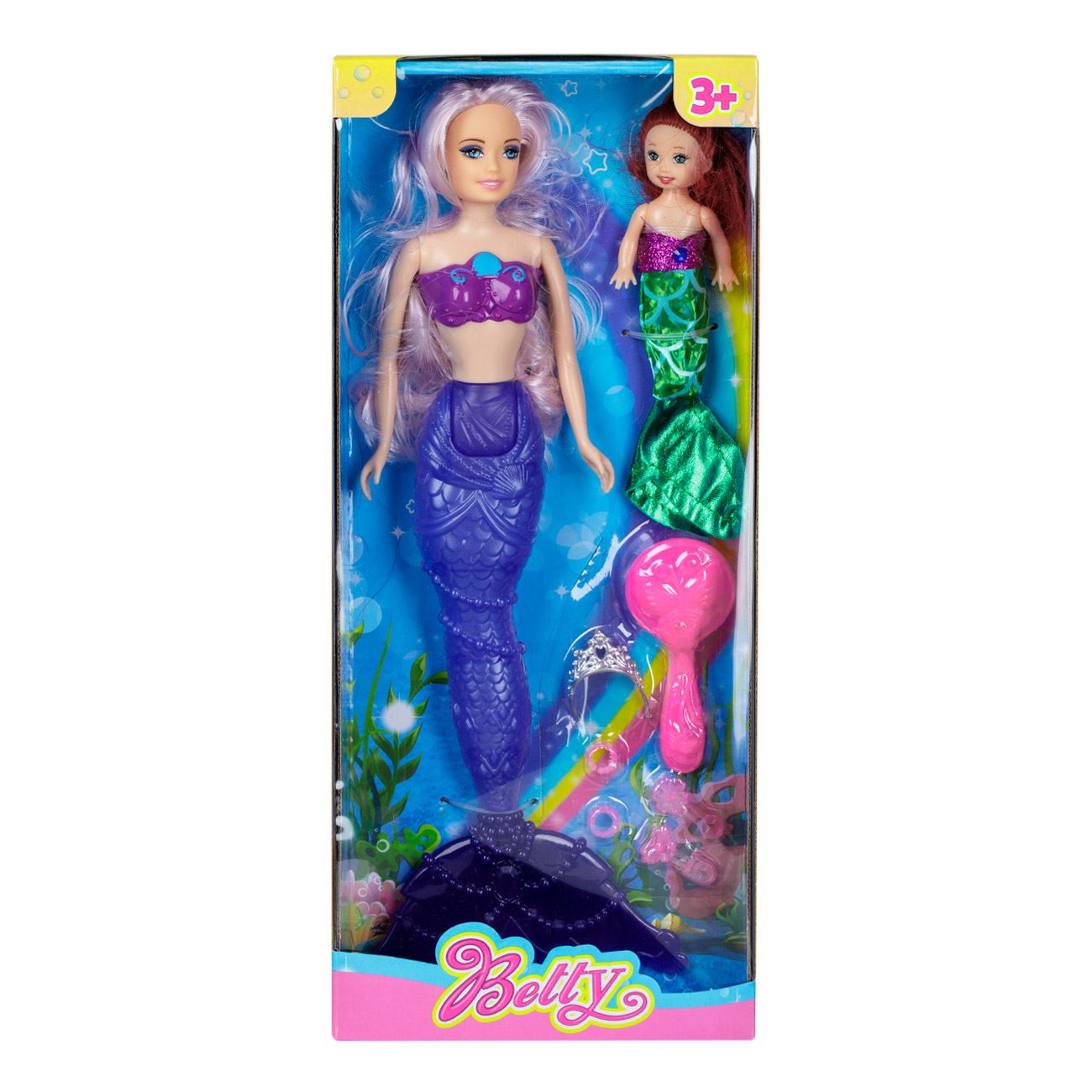 Papusa Manechin Sirena cu Coada ce isi Schimba Culoarea cu Accesorii & Sirena Mica 33cm - poza 3