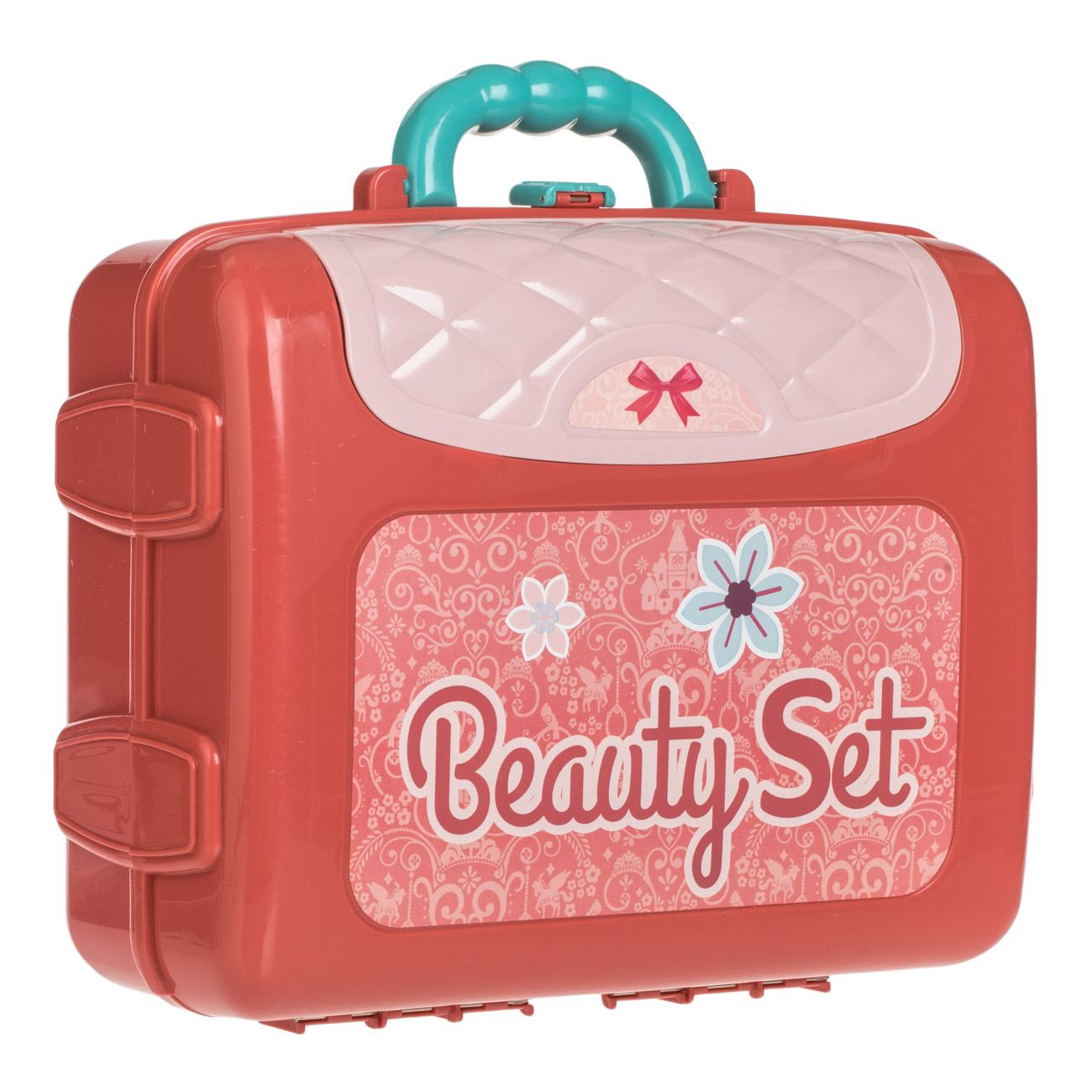 Valiza Cutie Bijuterii Roz Verde cu Oglinda & Accesorii 26x10x20cm - 14 piese - poza 4