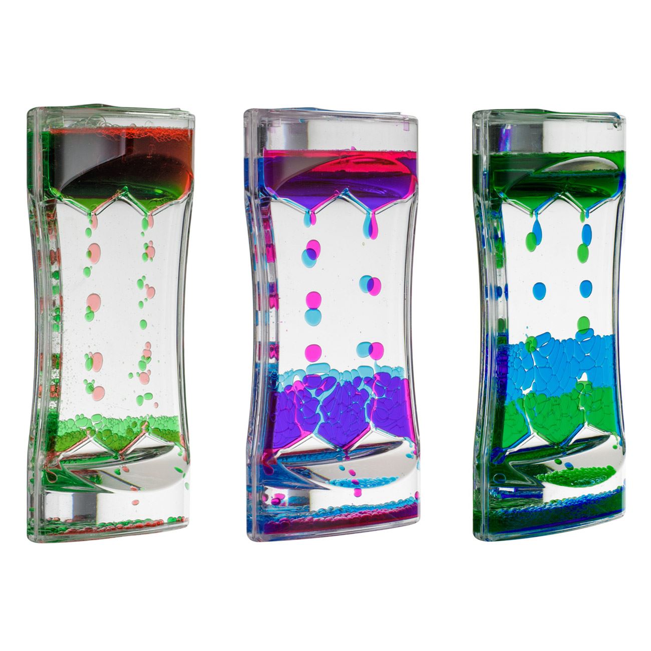 Clepsidra din Plastic Transparent cu Lichid Colorat Triunghiular 9x4x14cm - poza 5