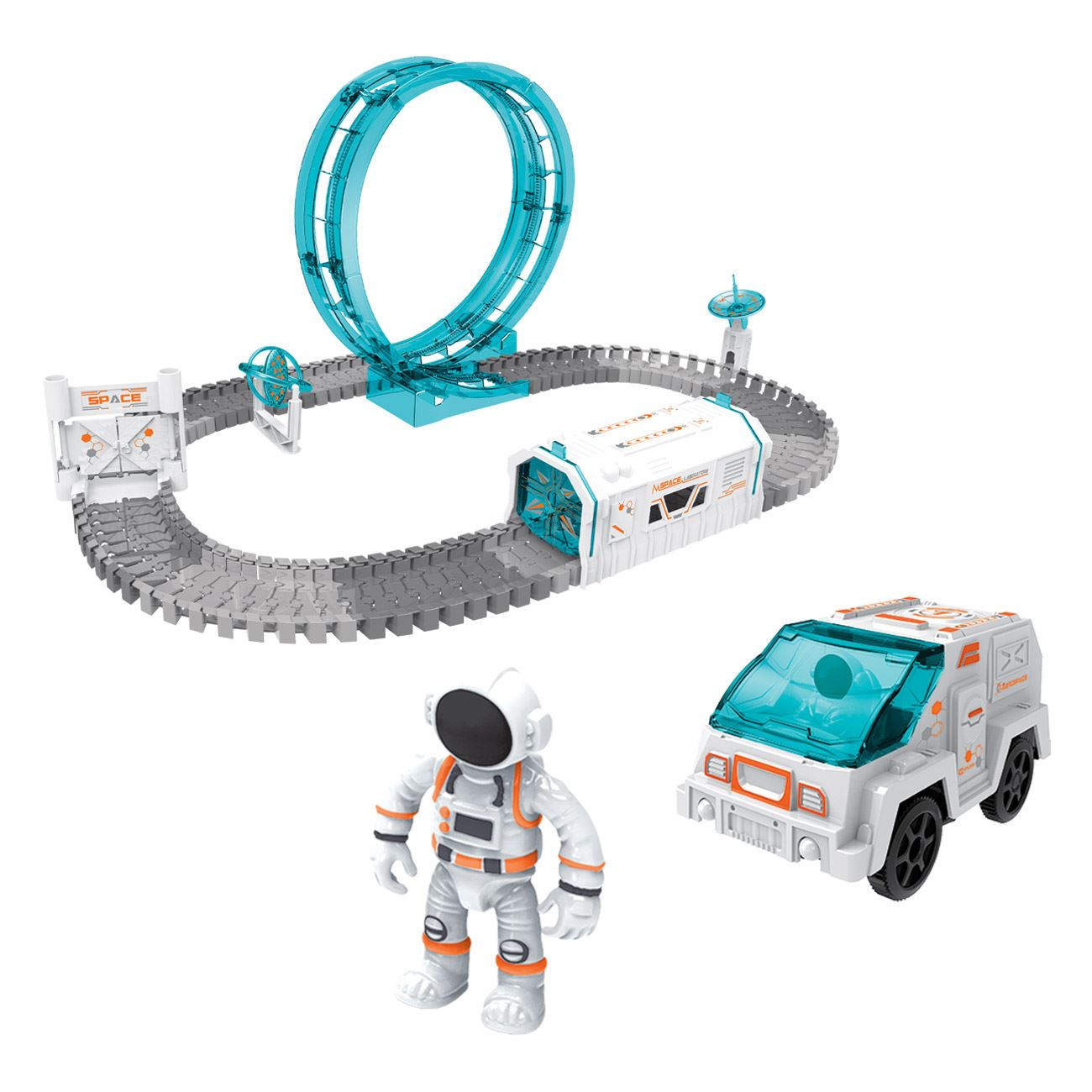 Pista de Curse Spatiala cu Astronaut Camion & Lumina - 109 piese