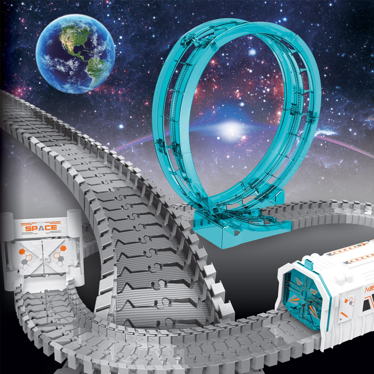 Pista de Curse Spatiala cu Astronaut Camion & Lumina - 109 piese - poza 2