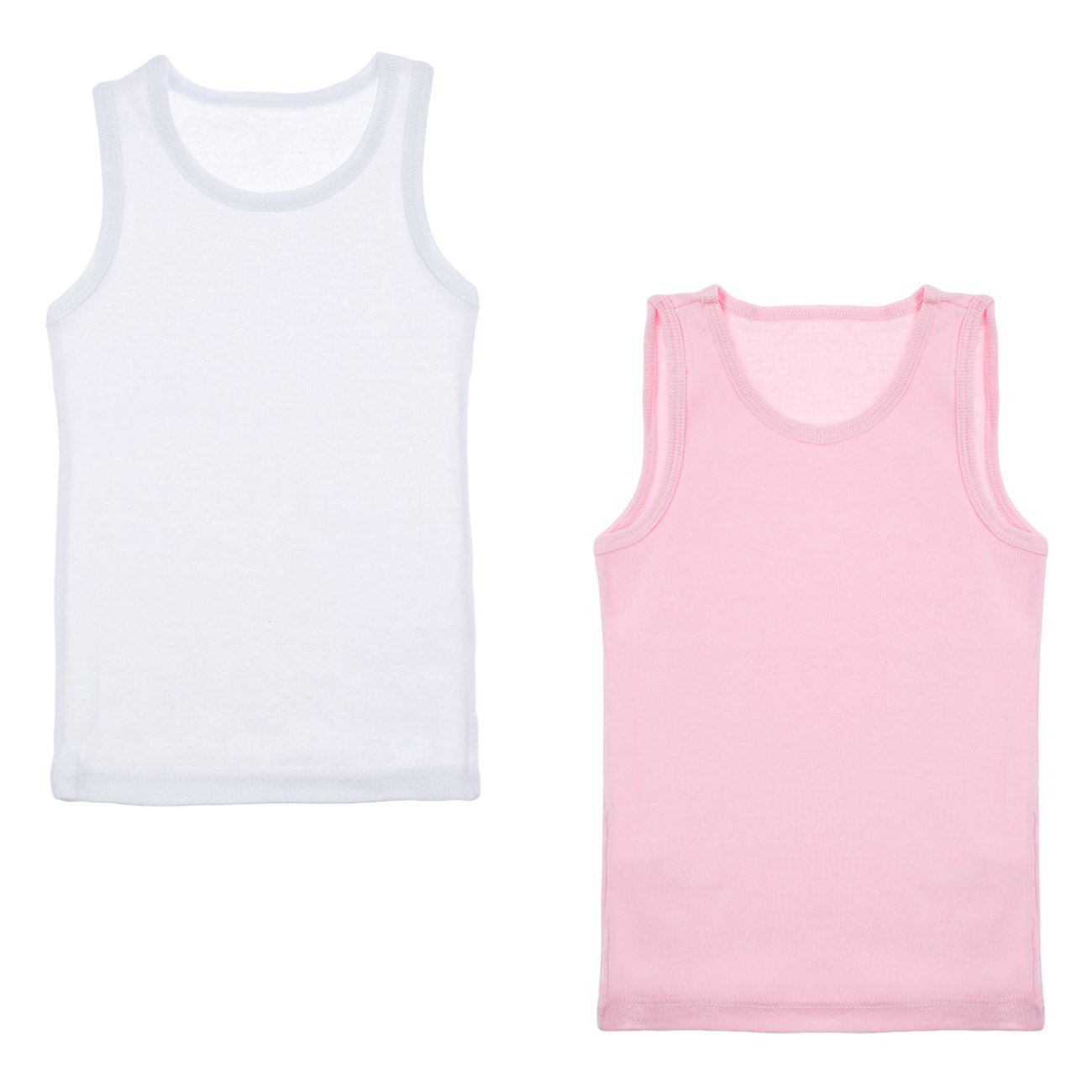 Set Maiouri din Bumbac Ribbed Roz Alb pentru Copii - 2buc