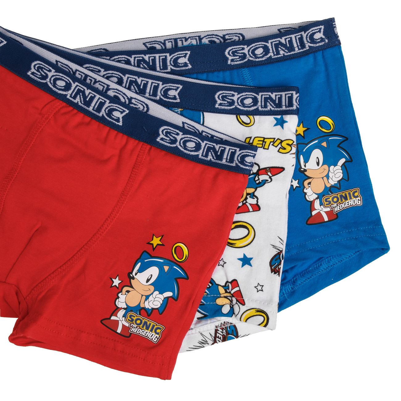 Set Boxeri Alb Ciel Rosu Sonic pentru Copii - 3 perechi