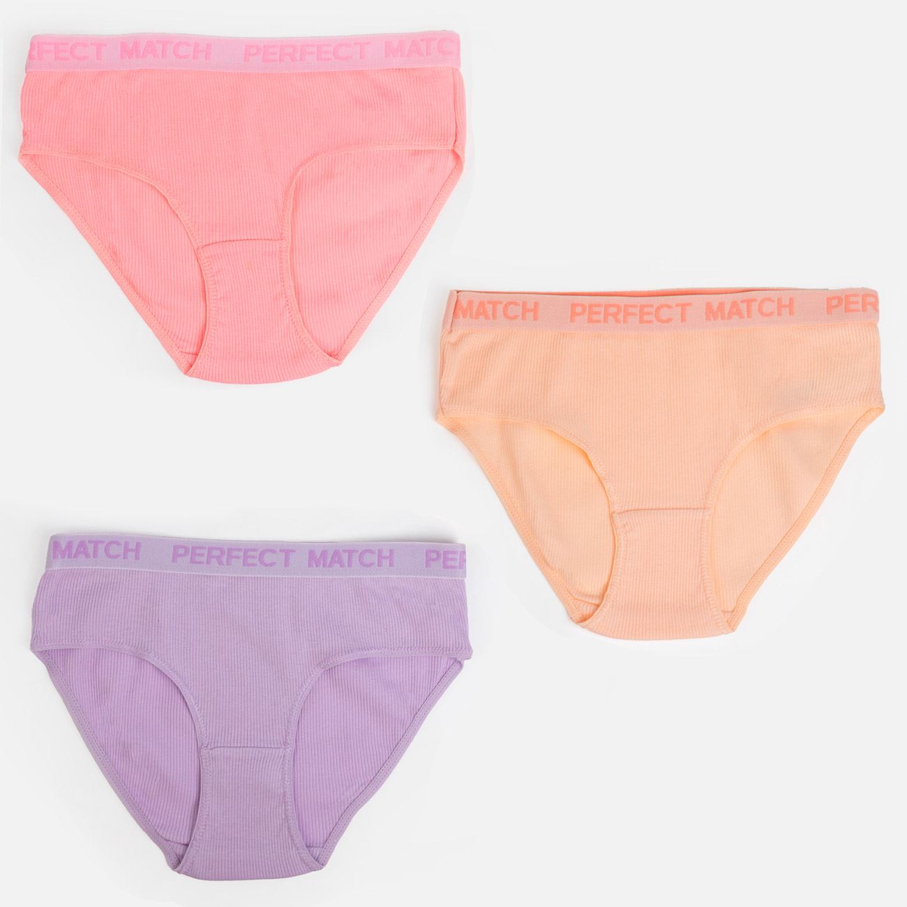 Set Chiloti din Bumbac Ribbed Culori Pastelate pentru Copii - 3 perechi - poza 2