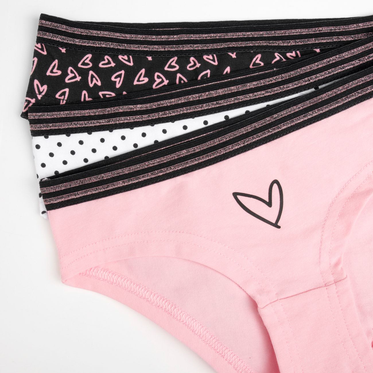Set Chiloti Colorati cu Modele & Lurex Roz pentru Copii - 3 perechi