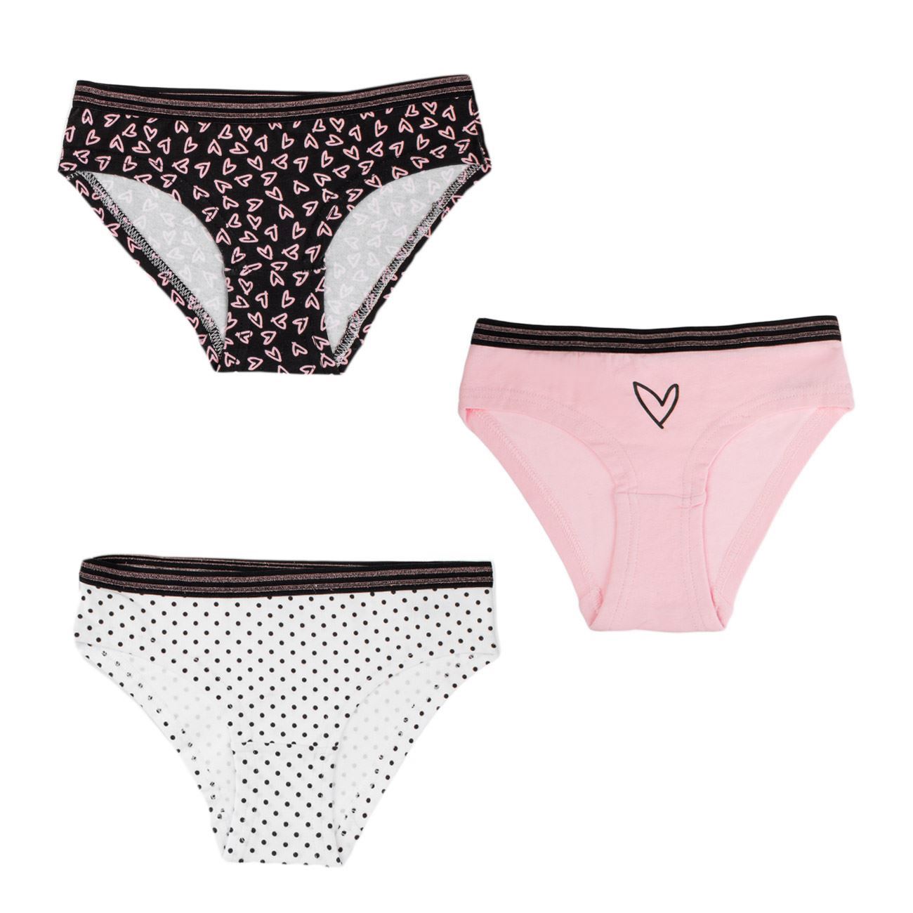 Set Chiloti Colorati cu Modele & Lurex Roz pentru Copii - 3 perechi - poza 2