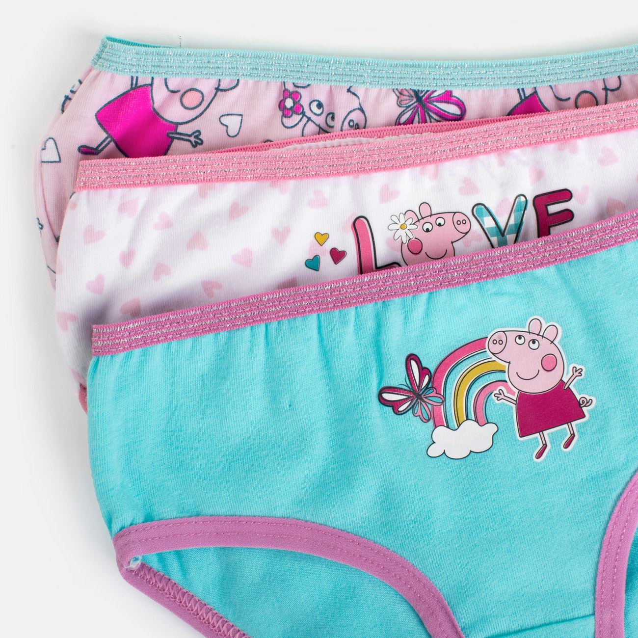 Set Chiloti Colorati cu Imprimeu Peppa pentru Copii - 3 perechi