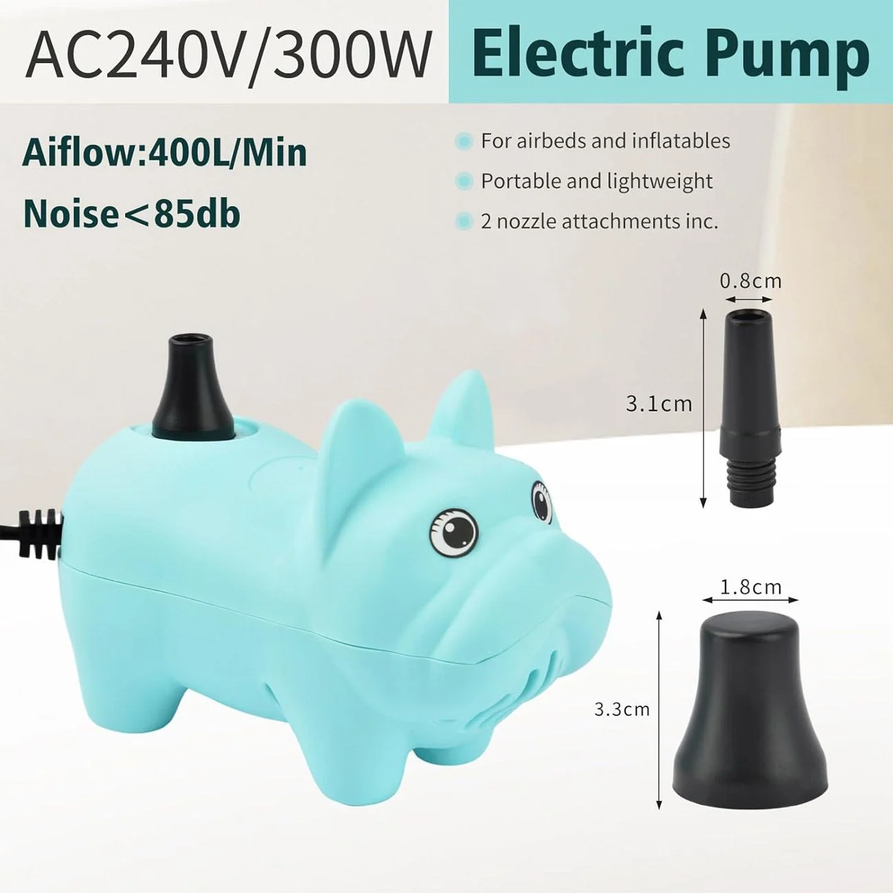 Pompa Electrica Caine Turcoaz pentru Umflat Baloane 16x8x11cm - poza 8