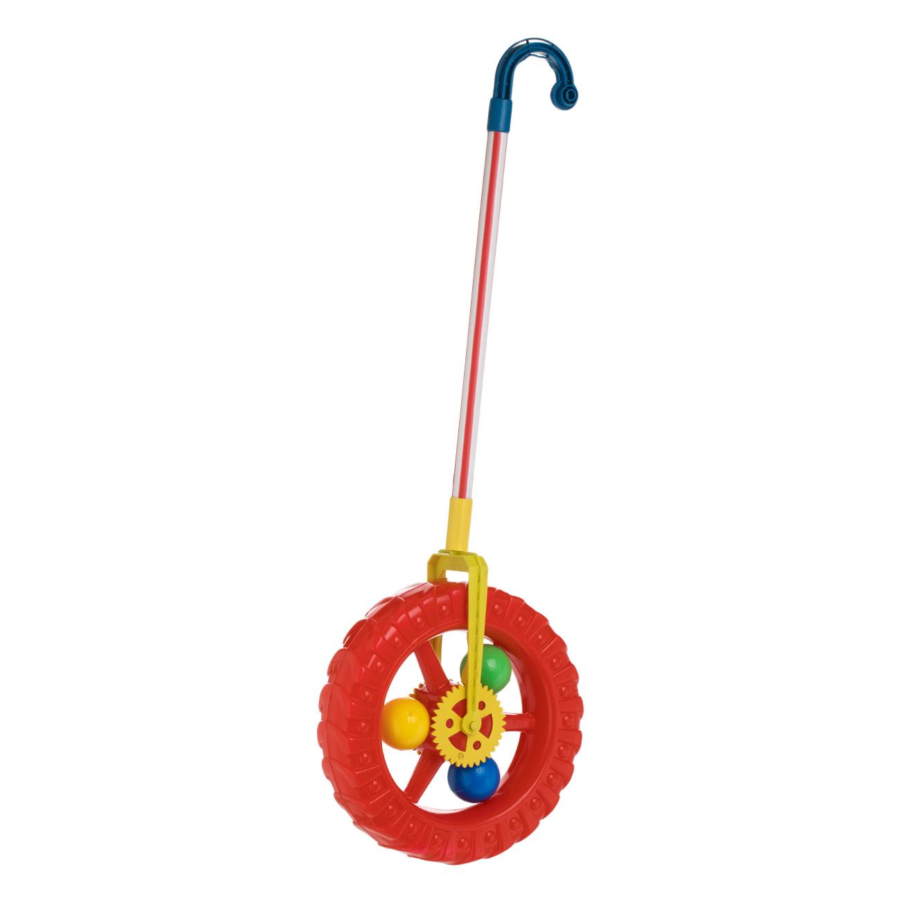 Roata de Impins din Plastic Rosu cu Maner Ø24x74cm